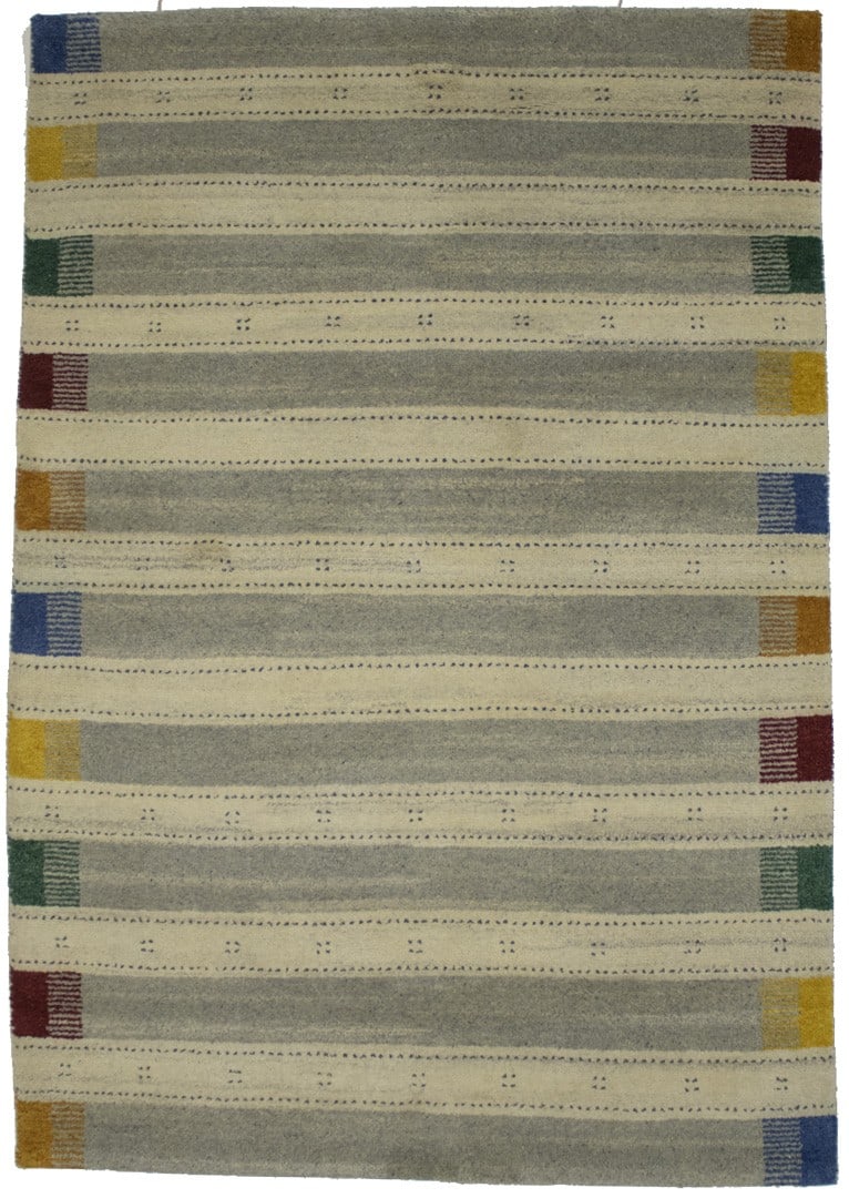 5X7 Handmade Multicolored Tribal Gabbeh Oriental Rug Striped Kids Room Carpet Hand-Knotted: 5X7 Handmade Multicolored Tribal Gabbeh Oriental Rug Striped Kids Room Carpet Hand-Knotted Handmade with love, this vibrant multicolored tribal Gabbeh Oriental rug boasts an eye-catching striped patte