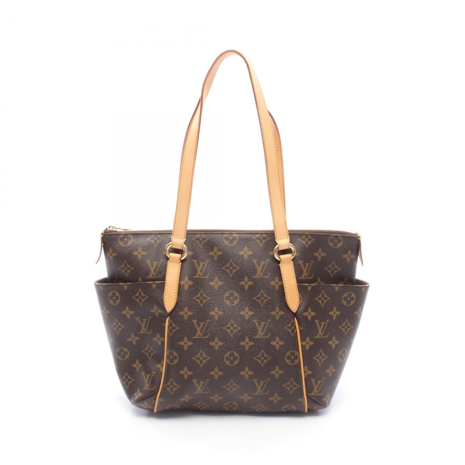 Vuitton Louis Tote Monogram Handbag: Vuitton Louis Tote Monogram Handbag Brown Louis Vuitton Monogram Tote Bag, measuring 24cm x 27cm x 11cm. This classic tote features the iconic monogram pattern and is crafted from high-quality materia