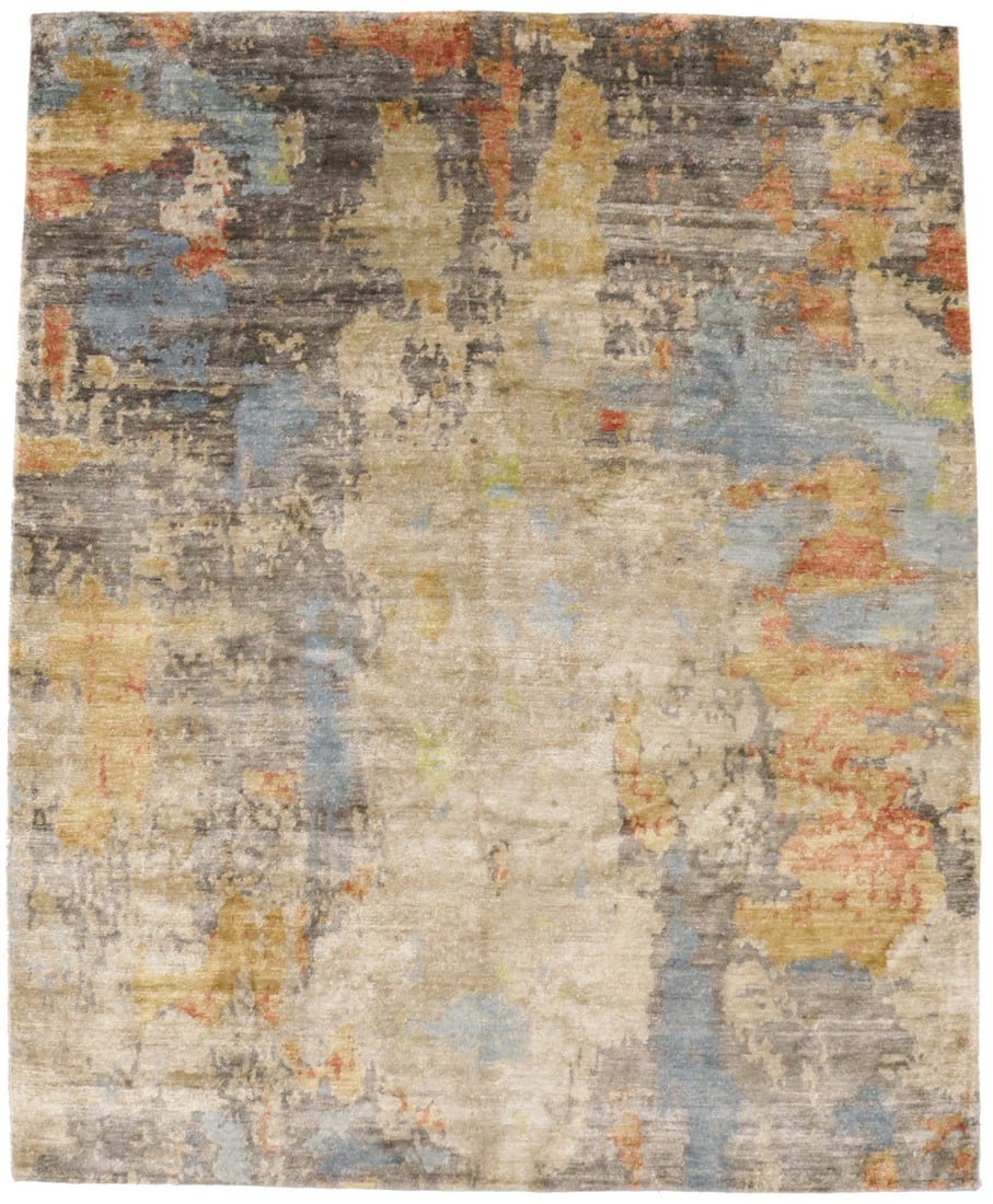 Contemporary Oriental Rug 8X10 Modern Abstract Design Handmade Multicolor Carpet Hand-Knotted: Contemporary Oriental Rug 8X10 Modern Abstract Design Handmade Multicolor Carpet Hand-Knotted Hand-Knotted Contemporary Oriental Rug with Vibrant Abstract Design. This stunning 8x10 ft area rug boasts