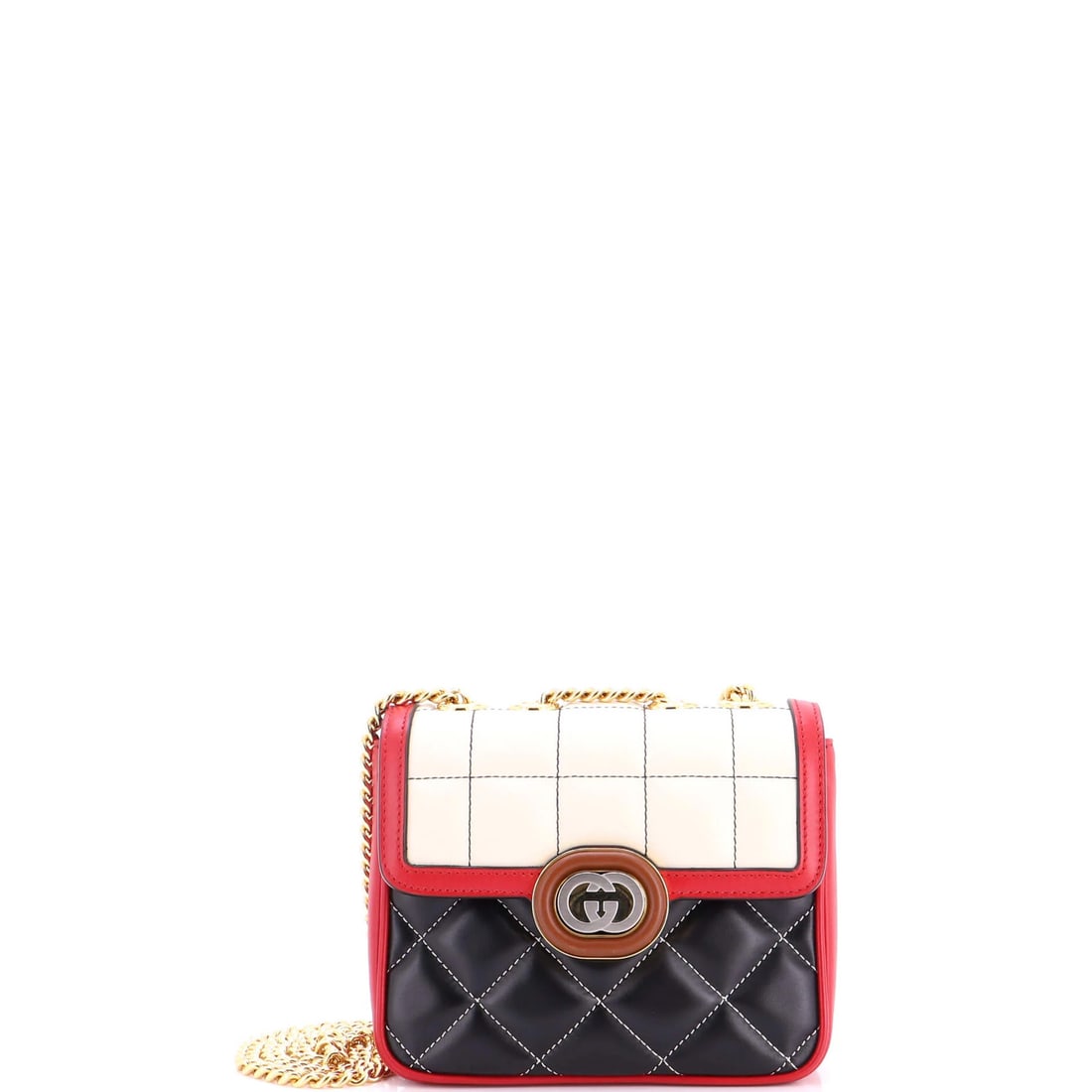Flap chain bag with mixed leather matelasse mini Gucci Deco (1 of 6)