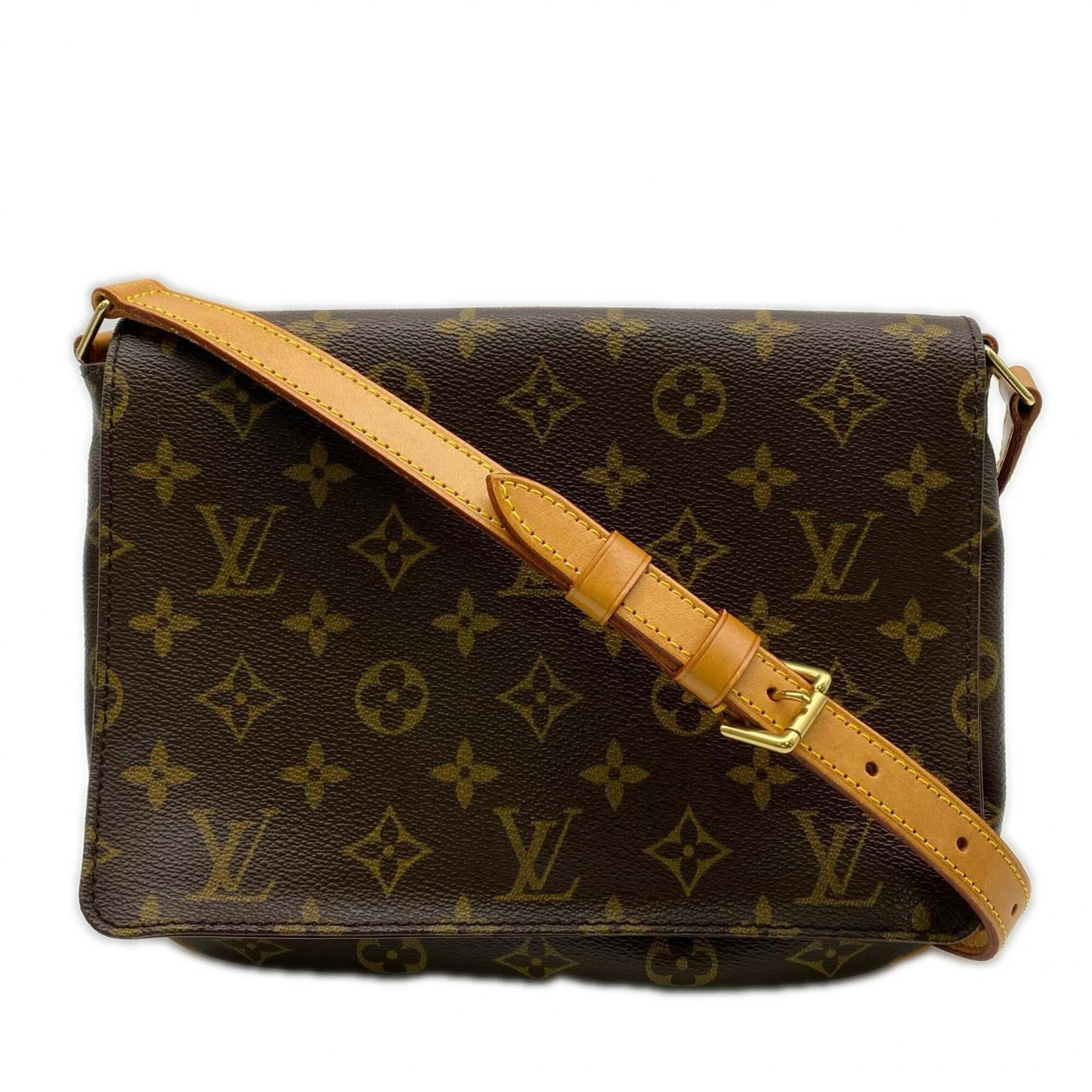 Louis Vuitton Shoulder Bag Coated Canvas Leather: Louis Vuitton Shoulder Bag Coated Canvas Leather Coated canvas and leather come together in this classic Louis Vuitton shoulder bag, with its signature brown color and flap closure. Measuring 19cm x 2