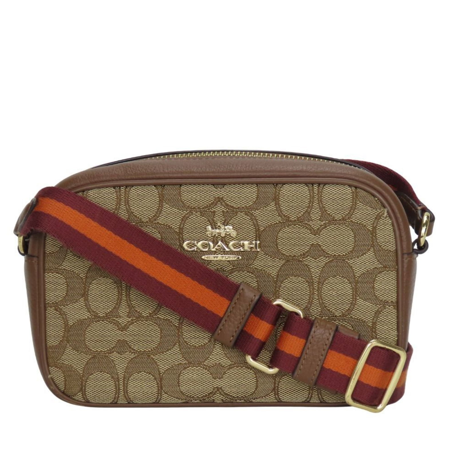 Pochette Leather Shoulder Bag Canvas Coach: Pochette Leather Shoulder Bag Canvas Coach Canvas and leather combine in the classic Pochette design, available in Bordeaux and Brown. This shoulder bag measures 13cm x 20.5cm x 6.5cm and features a s