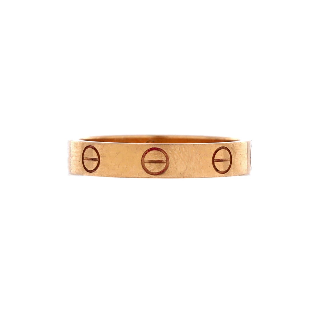 Rose Gold Wedding Band Cartier Love Ring 18K: Rose Gold Wedding Band Cartier Love Ring 18K 18K Rose Gold Cartier Love Ring Wedding Band measures 6.75 - 54 and features an exterior color of rose gold, with a width of 3.5 mm. This beautiful ring be
