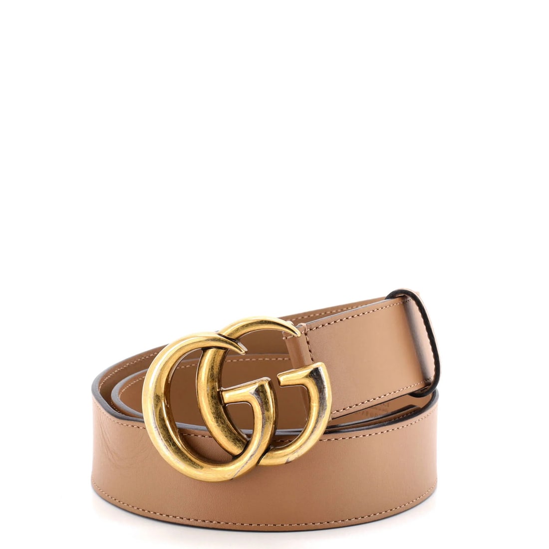 Gucci Wide Leather Belt Marmont GG: Gucci Wide Leather Belt Marmont GG Wide leather belt from Gucci's Marmont GG collection, featuring neutral exterior and interior colors, aged gold hardware, and a classic wide design. The belt measure