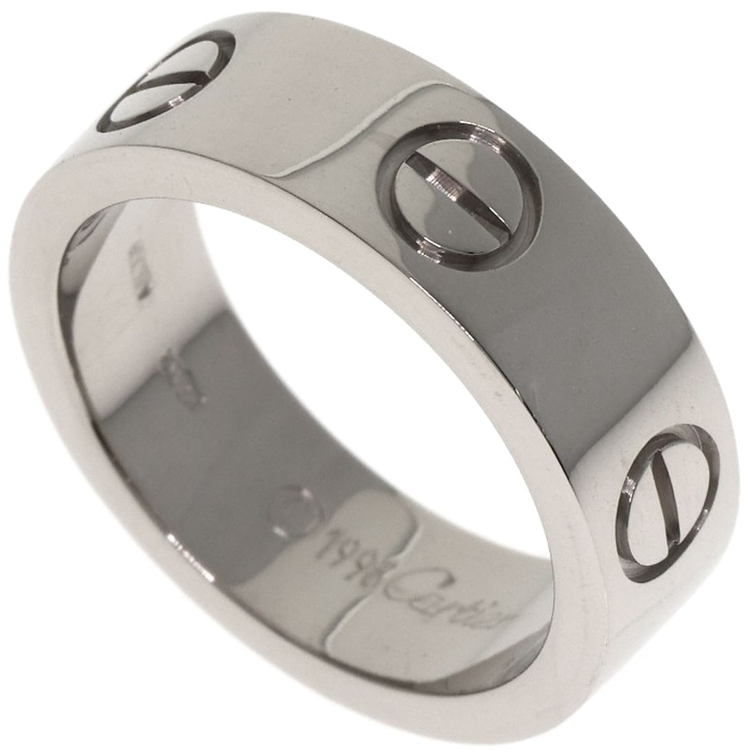 Cartier Love Ring #48 Ring K18 White Gold: Cartier Love Ring #48 Ring K18 White Gold Cartier Love Ring #48 in K18 White Gold, featuring silver metal with a ring size of 4.5(US), showcases the brand's signature style with its elegant design and