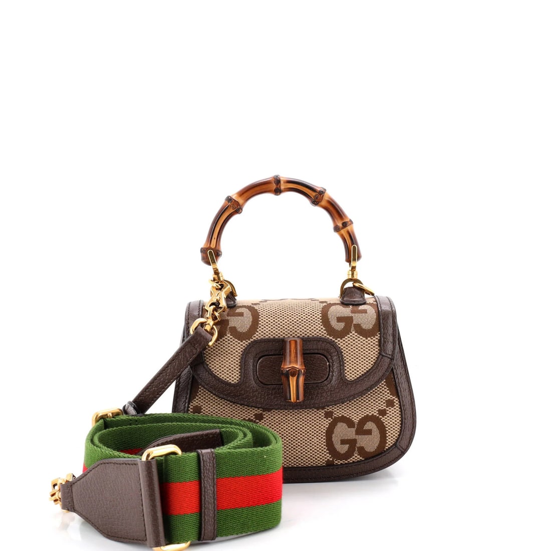 Bamboo 1947 Gucci Top Handle Bag Mini GG Canvas Jumbo (1 of 5)