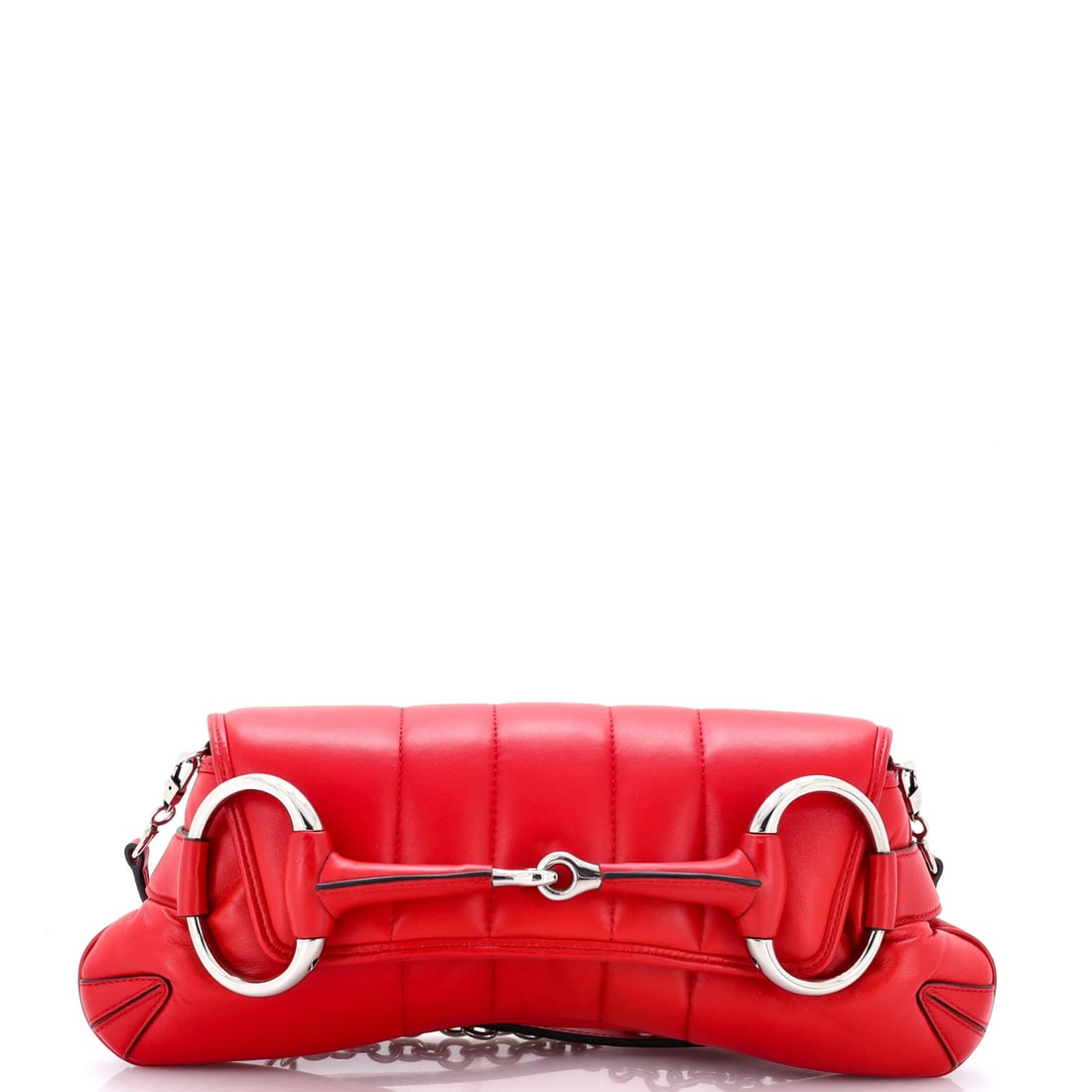 Gucci quilted leather vertical chain bag for medium shoulder.: Gucci quilted leather vertical chain bag for medium shoulder. This stunning Gucci quilted leather vertical chain bag features a bold red exterior and elegant satin interior, adorned with silver hardwa