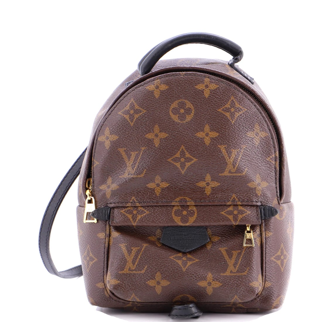 Palm Springs Louis Vuitton Backpack Mini Monogram Canvas: Palm Springs Louis Vuitton Backpack Mini Monogram Canvas Brown Louis Vuitton Palm Springs Mini Monogram Canvas Backpack with gold hardware and brown interior, featuring a classic canvas coated exterio