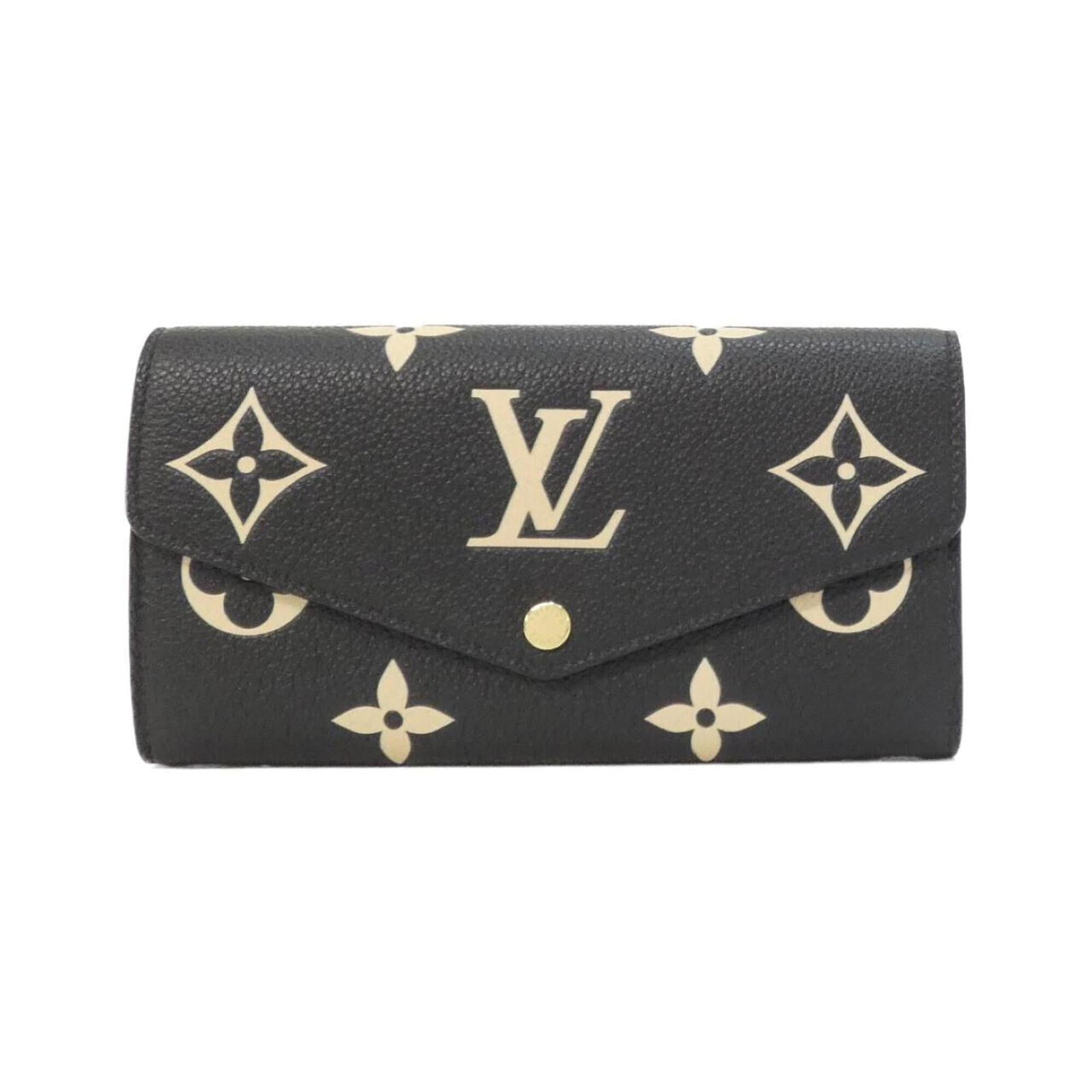 Long Wallet Bi Fold Leather Louis Vuitton: Long Wallet Bi Fold Leather Louis Vuitton Long Wallet Bi Fold Leather Louis Vuitton features calf leather construction in beige and black colors. The bi-fold design provides ample storage space, while