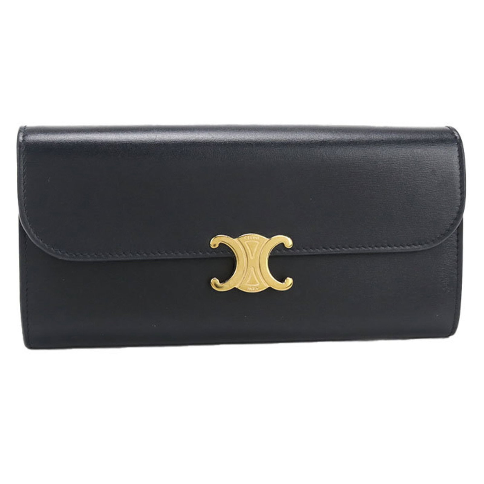 Long Wallet Celine Bi Fold Leather: Long Wallet Celine Bi Fold Leather The Celine long wallet in black calfskin leather boasts a sleek, sophisticated design with its bi-fold structure. Made from high-quality materials, this stylish
