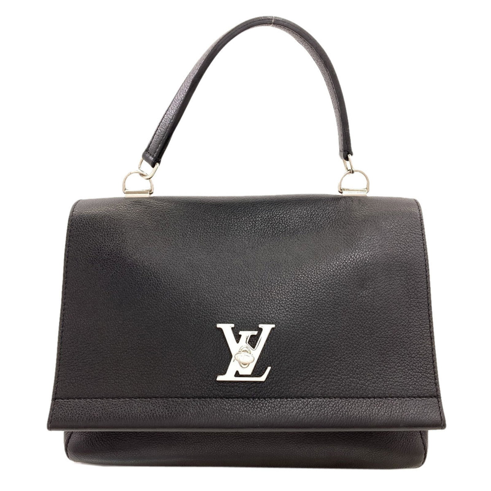 Handbag Louis Vuitton Leather: Handbag Louis Vuitton Leather Black Louis Vuitton Leather Handbag. Made from high-quality leather, this classic handbag features a timeless design with clean lines and a structured shape. Measuring