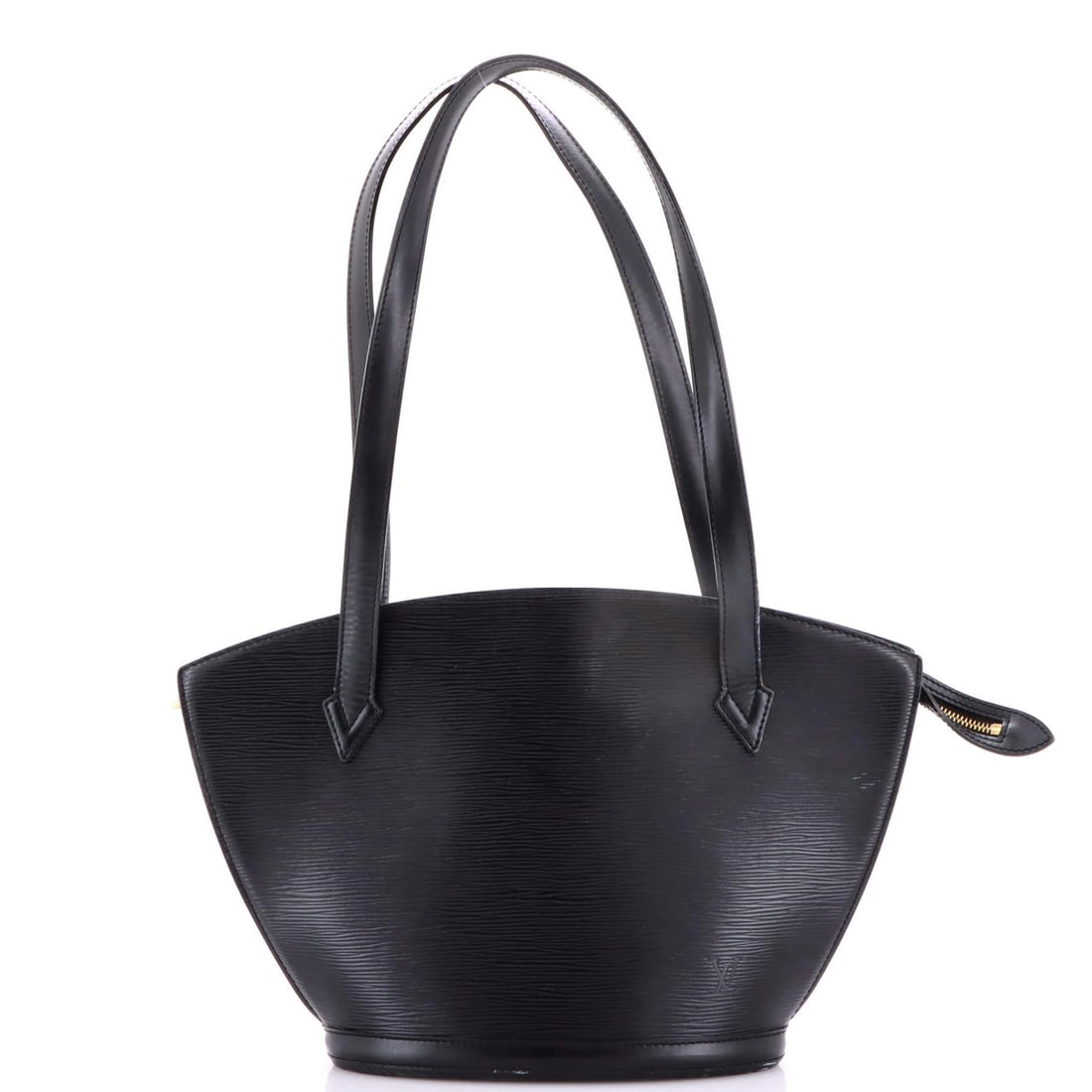 Louis Vuitton Saint Jacques Handbag Epi Leather PM: Louis Vuitton Saint Jacques Handbag Epi Leather PM Black Louis Vuitton Saint Jacques Handbag Epi Leather PM features a classic shoulder bag design with a gold-tone hardware and microfiber gray interio