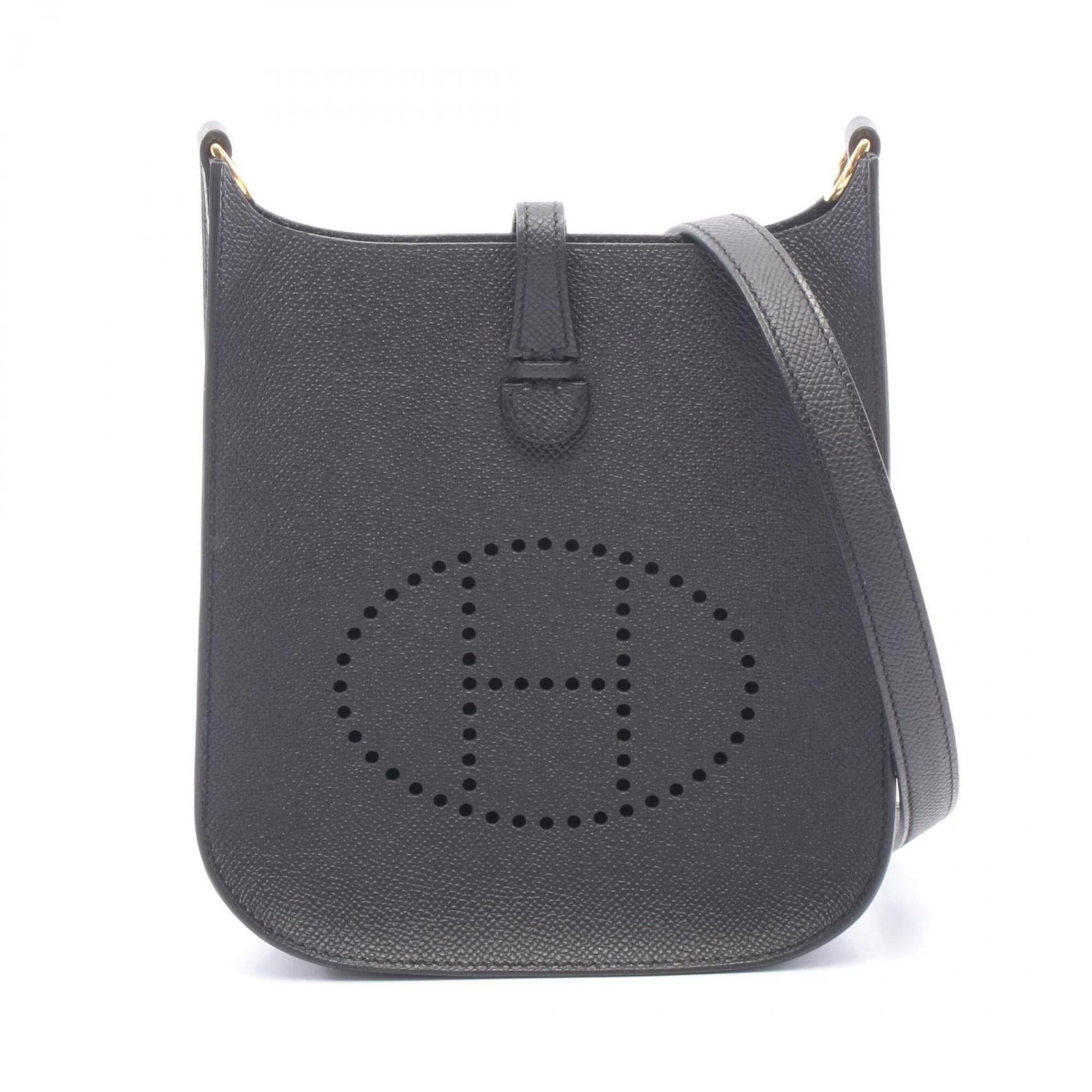 Epsom leather shoulder bag from Hermes: Epsom leather shoulder bag from Hermes Epsom leather shoulder bag from Hermes features black Epsom leather, measuring 18cm x 16.5cm x 5cm in size. This stylish shoulder bag boasts a sleek design and