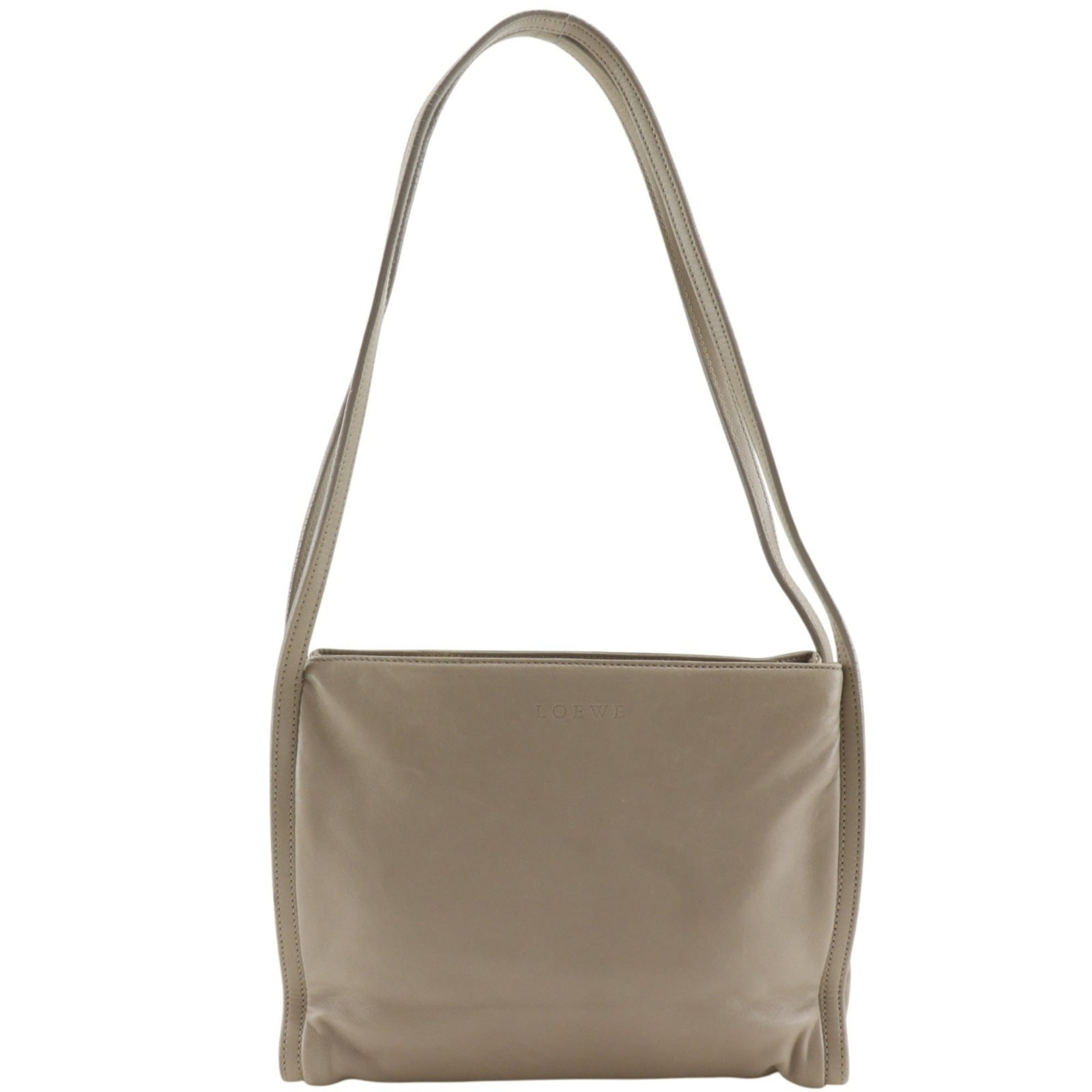 Shoulder Bag Leather: Shoulder Bag Leather Soft to the touch, this beige lambskin shoulder bag features rich leather craftsmanship. Made from high-quality lambskin, its supple texture and natural beauty make it a stylish a