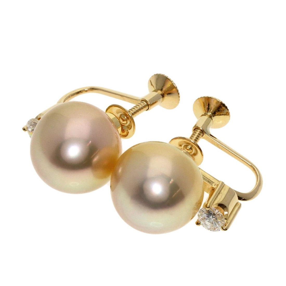 K18 Gold Diamond Pearl Earring Tasaki Yellow: K18 Gold Diamond Pearl Earring Tasaki Yellow K18 Gold Diamond Pearl Earring Tasaki Yellow boasts a striking gold metal exterior, adorned with a beautiful pearl totaling 0.32ct in carat weight. The hig