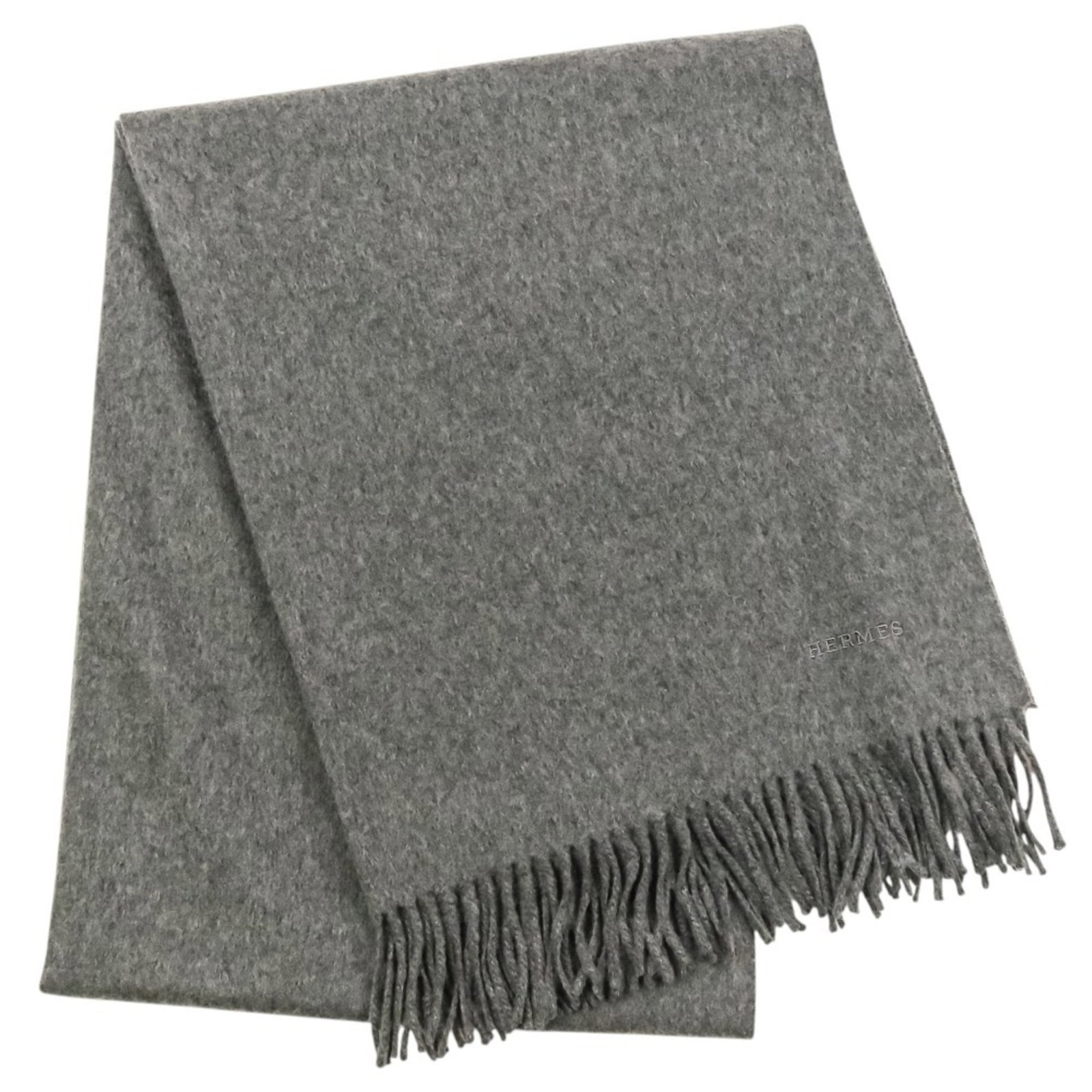 Stole Hermes cashmere: Stole Hermes cashmere Cashmere stole from the renowned French fashion house, Hermes. Measuring 75cm x 1.94m, this luxurious item boasts a stunning gray color and exceptional softness. Its impressive s