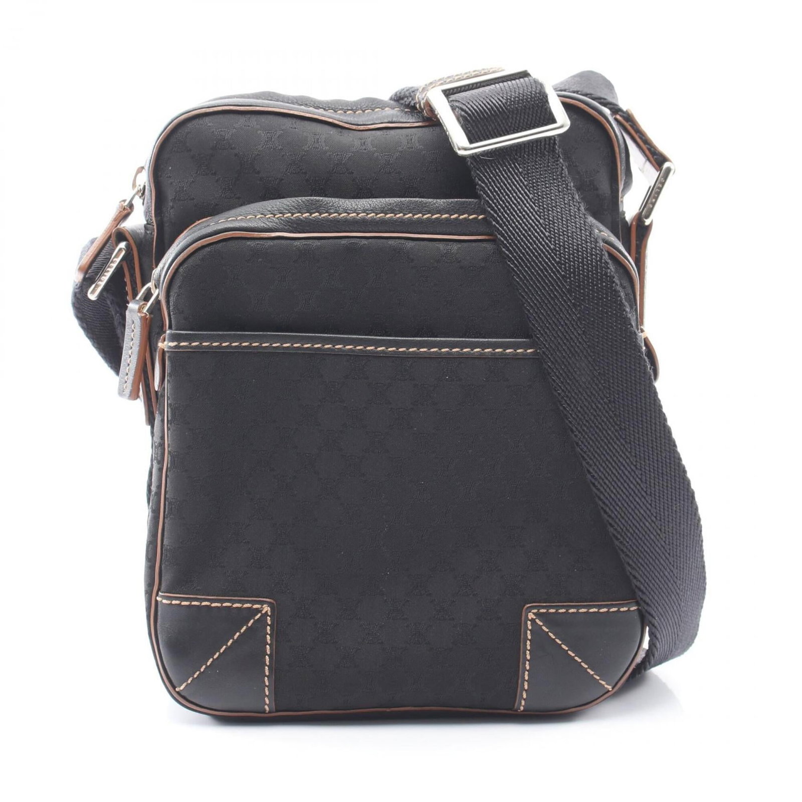Celine Handbag Shoulder Bag Canvas Leather: Celine Handbag Shoulder Bag Canvas Leather Canvas and leather come together in sleek design, defining the Celine Handbag Shoulder Bag. Measuring 24cm x 18cm x 4cm, it boasts a compact size perfect for
