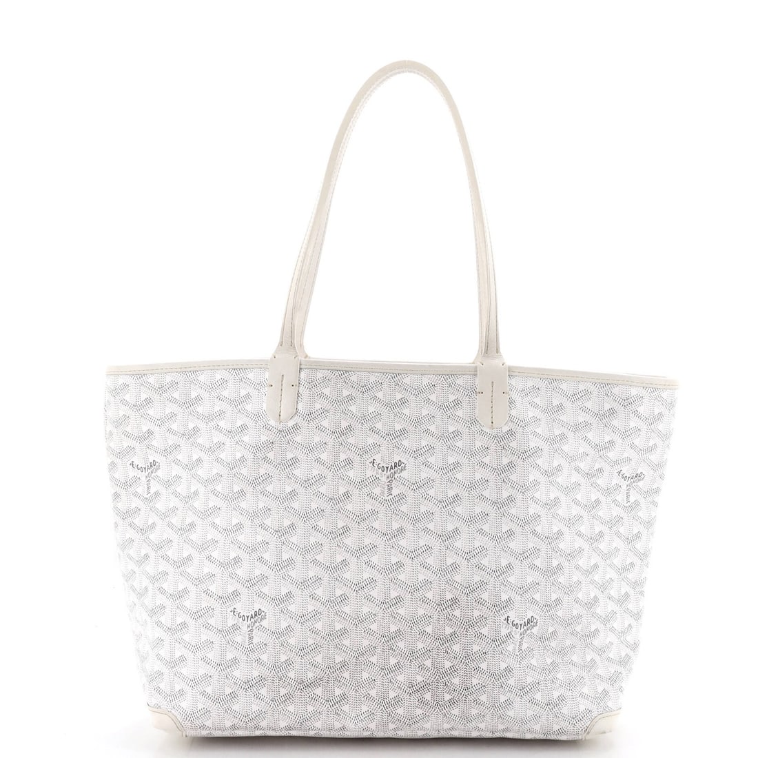 Goyard Artois Tote Coated Canvas PM: Goyard Artois Tote Coated Canvas PM White Goyard Artois Tote Coated Canvas PM in good condition, featuring a classic design with canvas coated exterior and neutral interior. The tote boasts silver har