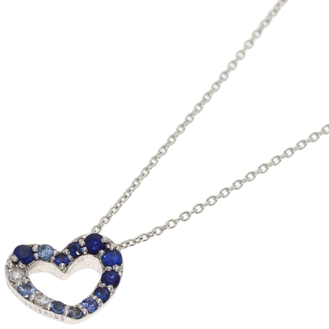K18 White Gold Ponte Vecchio Sapphire Heart Necklace Diamond: K18 White Gold Ponte Vecchio Sapphire Heart Necklace Diamond K18 White Gold Ponte Vecchio Sapphire Heart Necklace Diamond features a stunning sapphire heart surrounded by diamond accents, set in K18 w