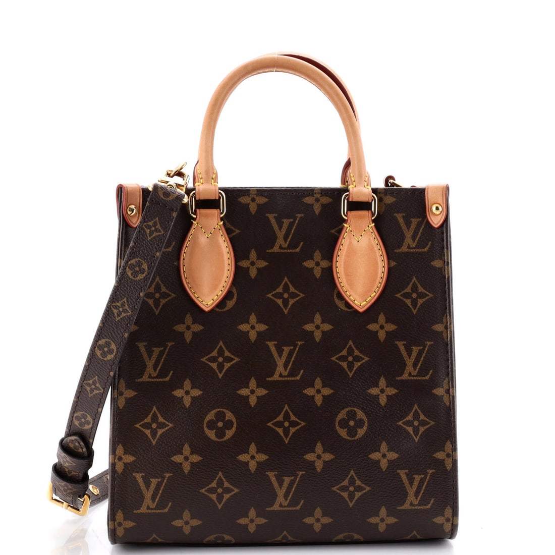 Sac Plat Canvas Louis Vuitton Monogram BB Bag: Sac Plat Canvas Louis Vuitton Monogram BB Bag Sac Plat Canvas Louis Vuitton Monogram BB Bag features a classic brown canvas exterior with minor creases, edge wear, and scuffs. The bag boasts gold hard