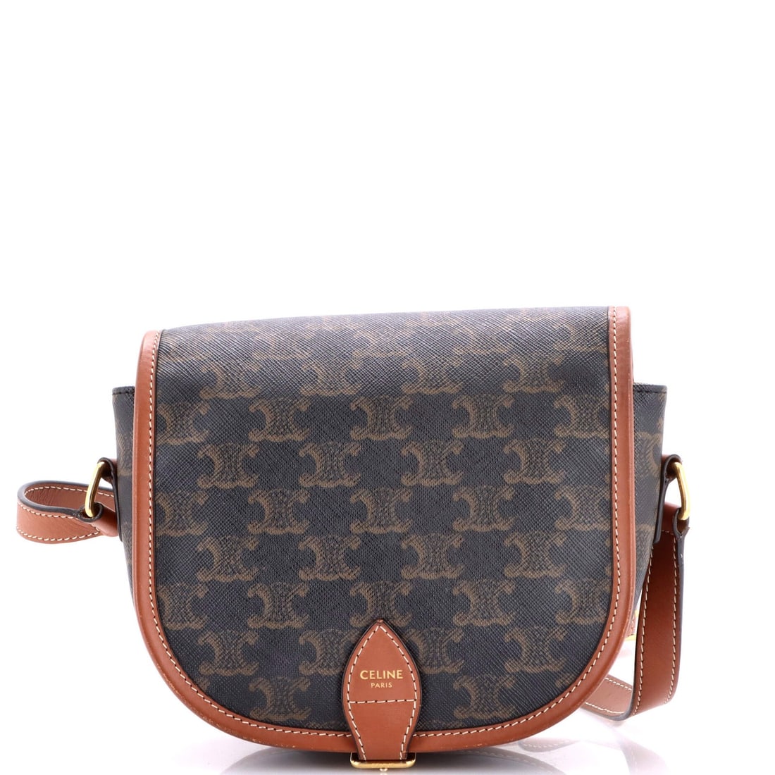 Canvas coated bag Folco medium Triomphe Celine: Canvas coated bag Folco medium Triomphe Celine Canvas coated bag Folco medium Triomphe Celine - A stylish and durable cross body bag with canvas exterior, featuring brown color, gold hardware, and a s