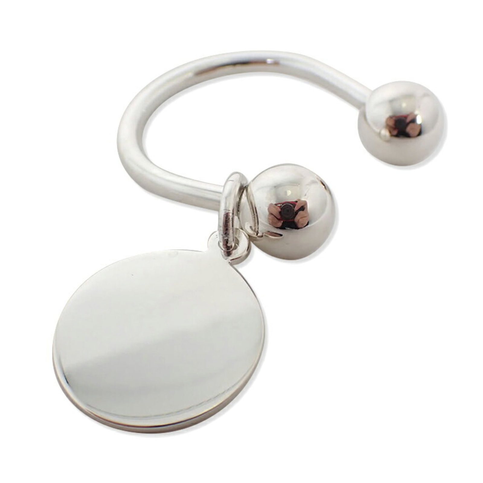 Tiffany Keyring Sterling Silver 925: Tiffany Keyring Sterling Silver 925 Sterling silver 925 Tiffany keyring with elegant design, bearing a signature. Made from high-quality sterling silver, this keyring measures 3.3cm x 2.9cm and featur