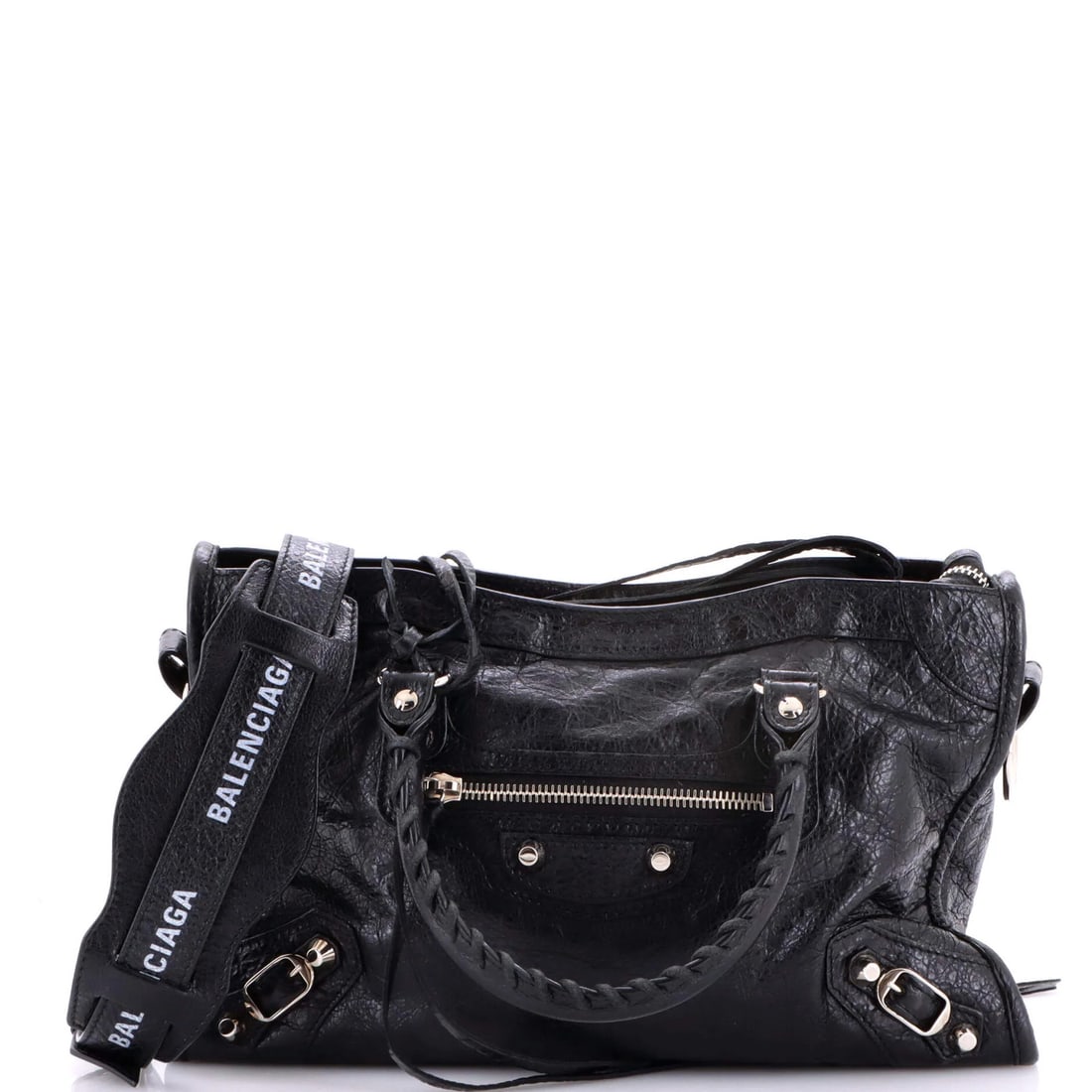 Small leather bag strap classic city studs balenciaga: Small leather bag strap classic city studs balenciaga Small leather bag strap from Balenciaga, featuring classic city studs and a timeless design. Made from high-quality black leather, this small cros