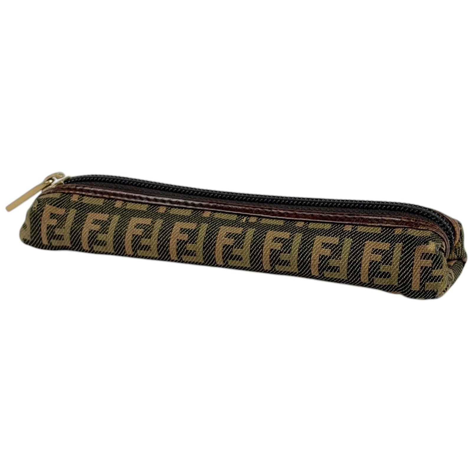 Canvas leather pen case by Fendi: Canvas leather pen case by Fendi Canvas leather pen case by Fendi, featuring high-quality canvas and supple leather construction. This compact accessory measures 2.5cm x 18.5cm x 4mm, making it a conv