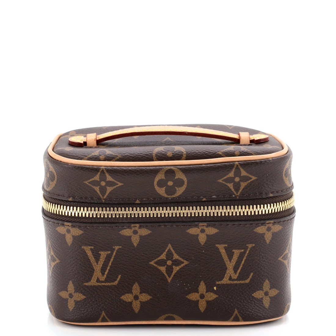Vanity case Louis Vuitton Monogram canvas nano: Vanity case Louis Vuitton Monogram canvas nano Nano Louis Vuitton Monogram Canvas Cosmetic Case in Brown. This compact, brown vanity case features the iconic Louis Vuitton monogram canvas design and c