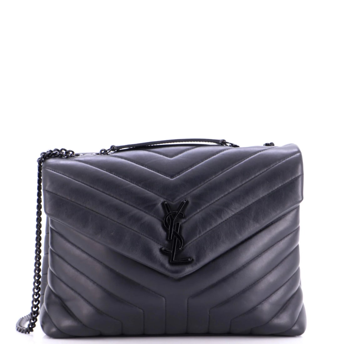 Saint Laurent Loulou Shoulder Bag Matelasse Chevron Leather Medium: Saint Laurent Loulou Shoulder Bag Matelasse Chevron Leather Medium The Saint Laurent Loulou Shoulder Bag Matelasse Chevron Leather Medium boasts sleek, all-black design with intricate chevron patterns