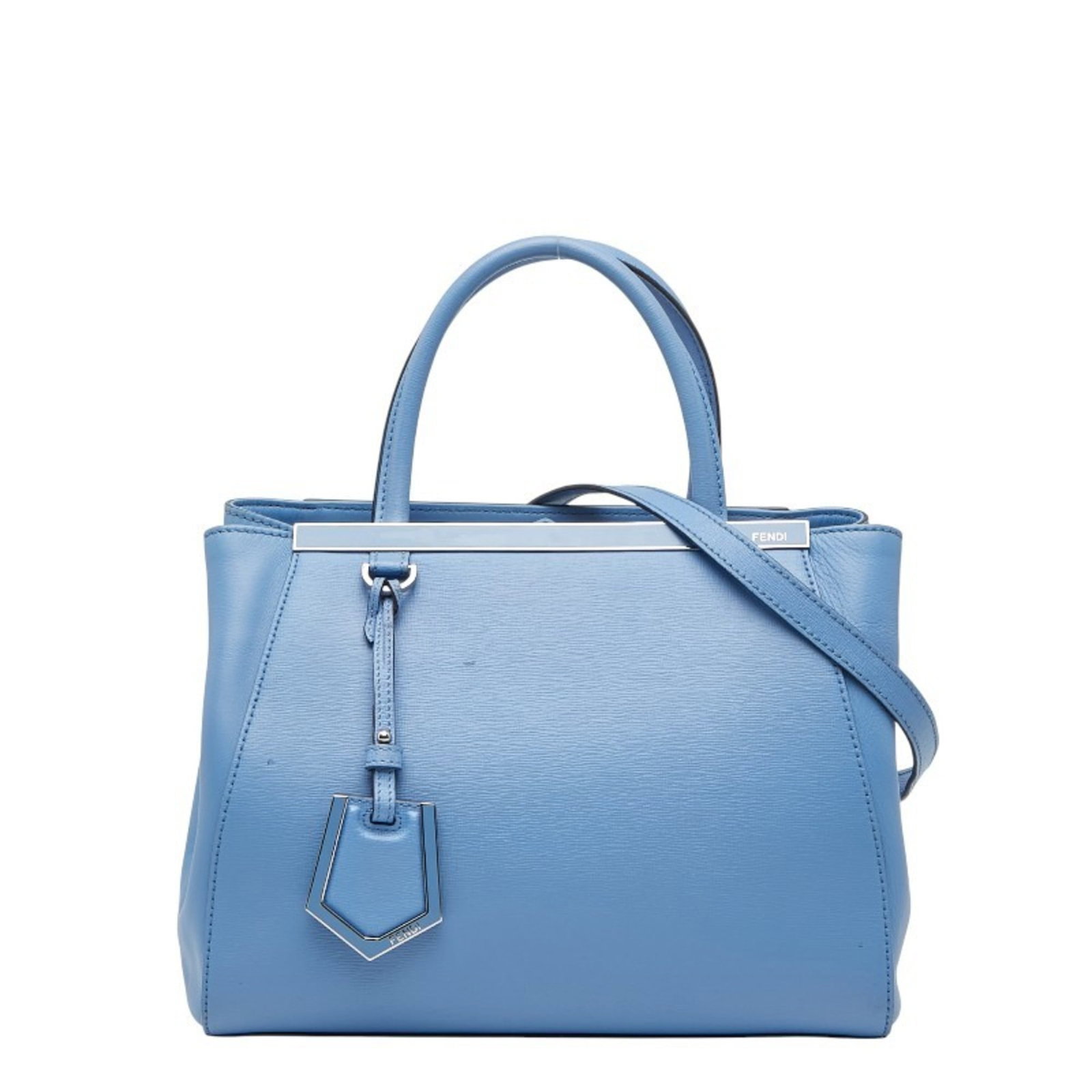 Fendi Handbag Shoulder Bag Leather: Fendi Handbag Shoulder Bag Leather Light blue Fendi leather shoulder bag with poignee and adjustable shoulder strap, measuring 19cm x 26cm x 12cm. This stylish handbag features high-quality leather co