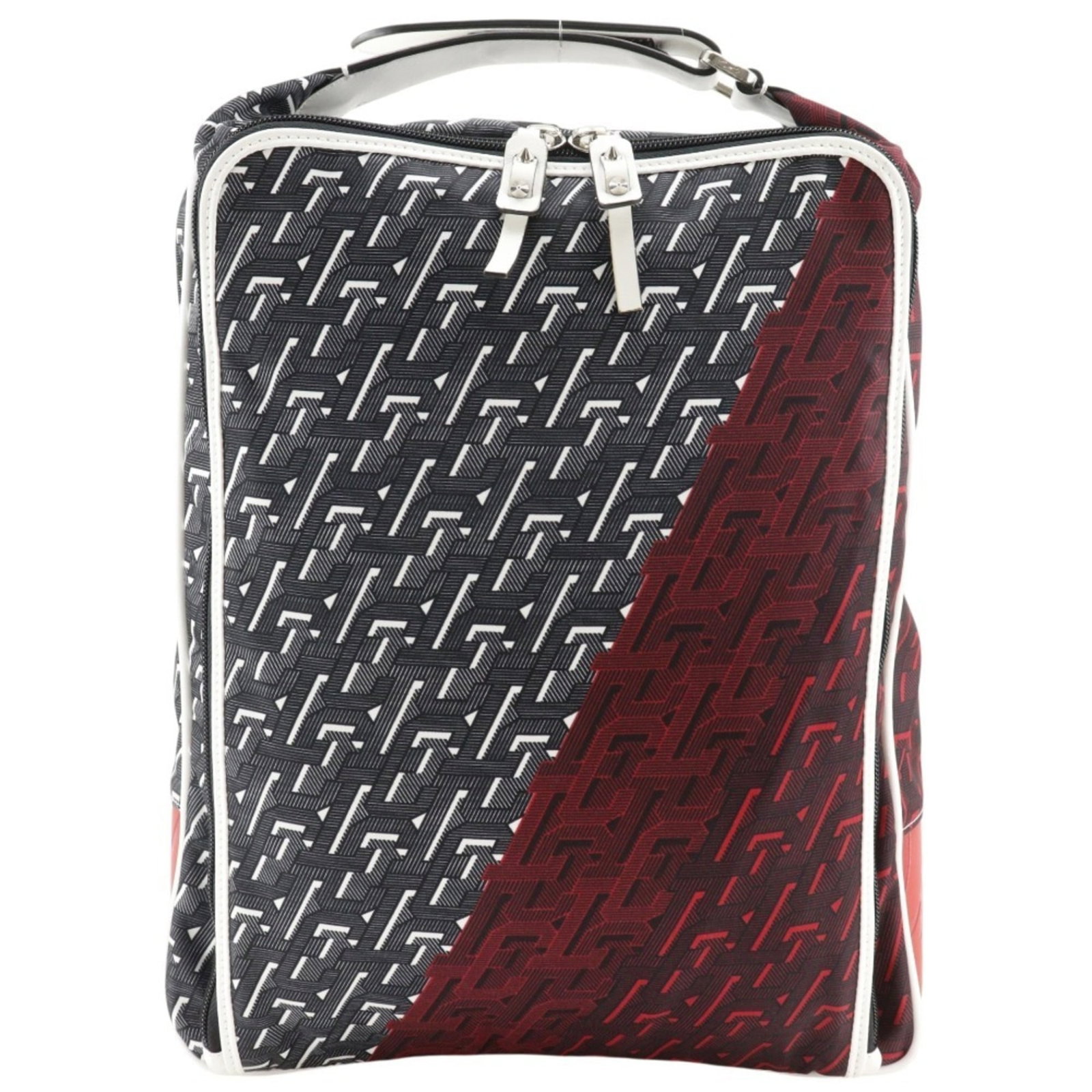 Backpack Nylon by Christian Louboutin: Backpack Nylon by Christian Louboutin The Christian Louboutin Backpack Nylon boasts sleek, modern design with its black and red color combination. Made from durable nylon material, it features adjusta