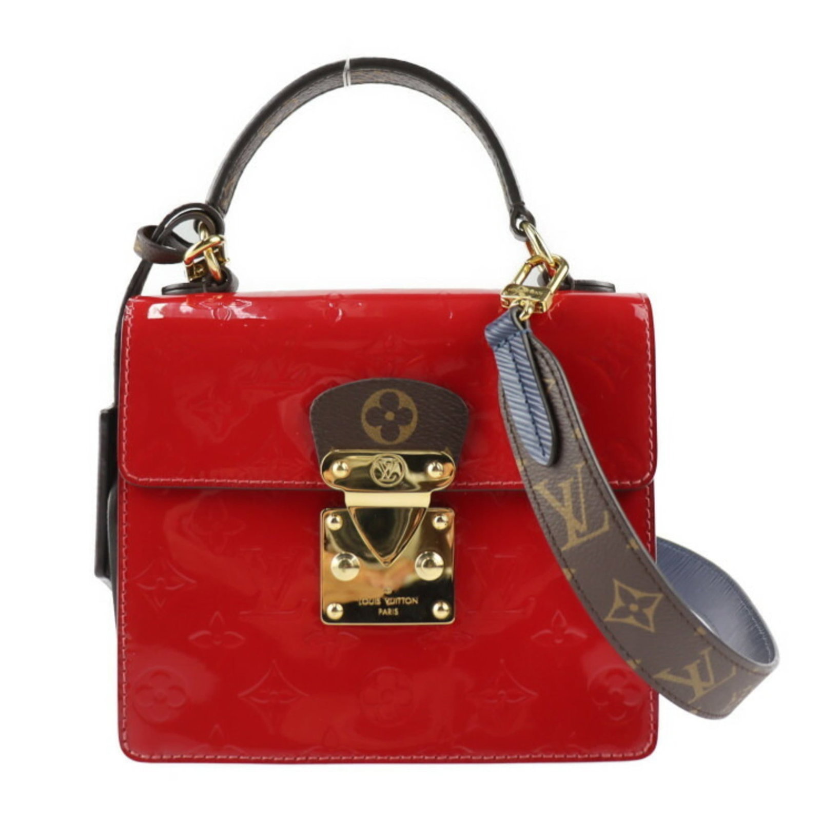 Vernis Monogram Epi Leather Louis Vuitton Handbag Shoulder: Vernis Monogram Epi Leather Louis Vuitton Handbag Shoulder Vernis Monogram Epi Leather Louis Vuitton Handbag Shoulder boasts its signature blue, brown, and scarlet color palette. Crafted from high-qua