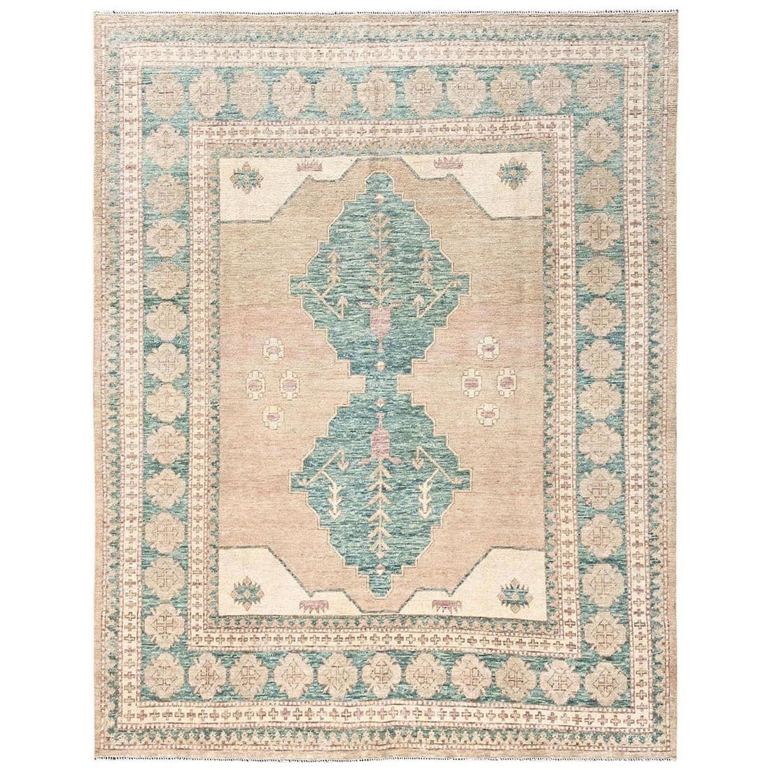 7'9"x10' Irish Brown Anatolian Village Design Turkish Knot Hand Knotted Wool: 7'9"x10' Irish Brown Anatolian Village Design Turkish Knot Hand Knotted Wool This stunning Anatolian-style Turkish knot hand knotted wool rug boasts a rich, earthy brown color and intricate geometric 