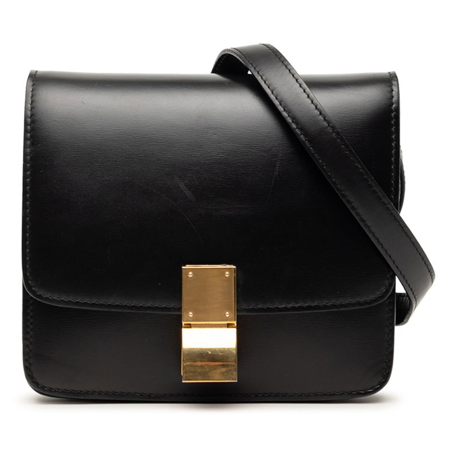 Shoulder Bag Leather Celine: Shoulder Bag Leather Celine Black leather shoulder bag with classic style, measuring 14.5cm x 16.5cm x 7cm and featuring a 40cm strap drop. The bag's sleek design makes it a versatile accessory for ev