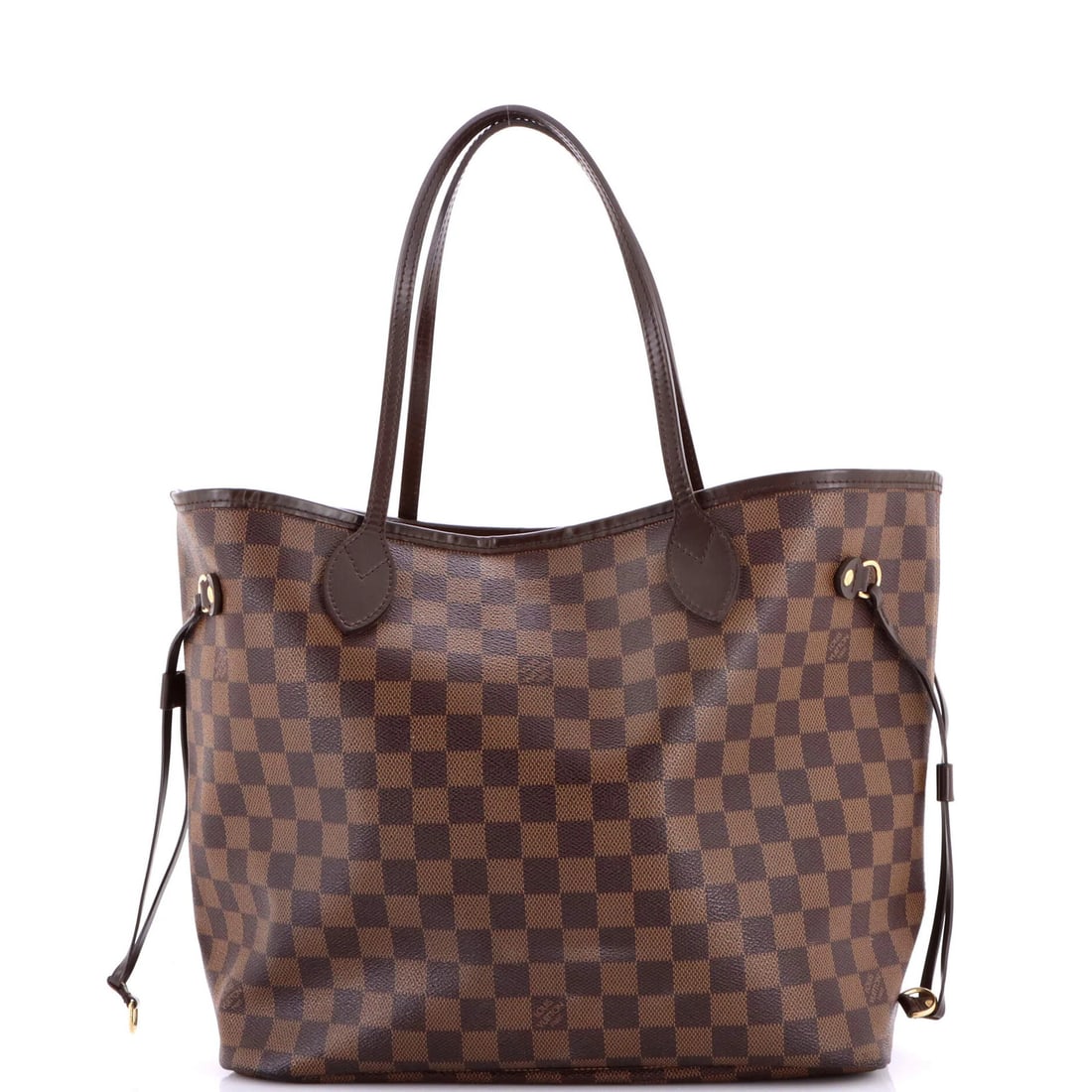 Damier MM Vuitton Louis Neverfull Tote: Damier MM Vuitton Louis Neverfull Tote The Louis Vuitton Damier MM Neverfull Tote boasts a classic design with a timeless canvas-coated exterior in rich brown. Measuring Mm, it features a sturdy handl