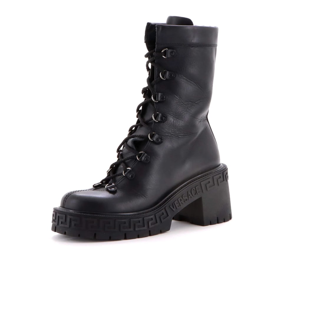 Versace Women's Greca Platform Combat Boots Leather (1 of 6)