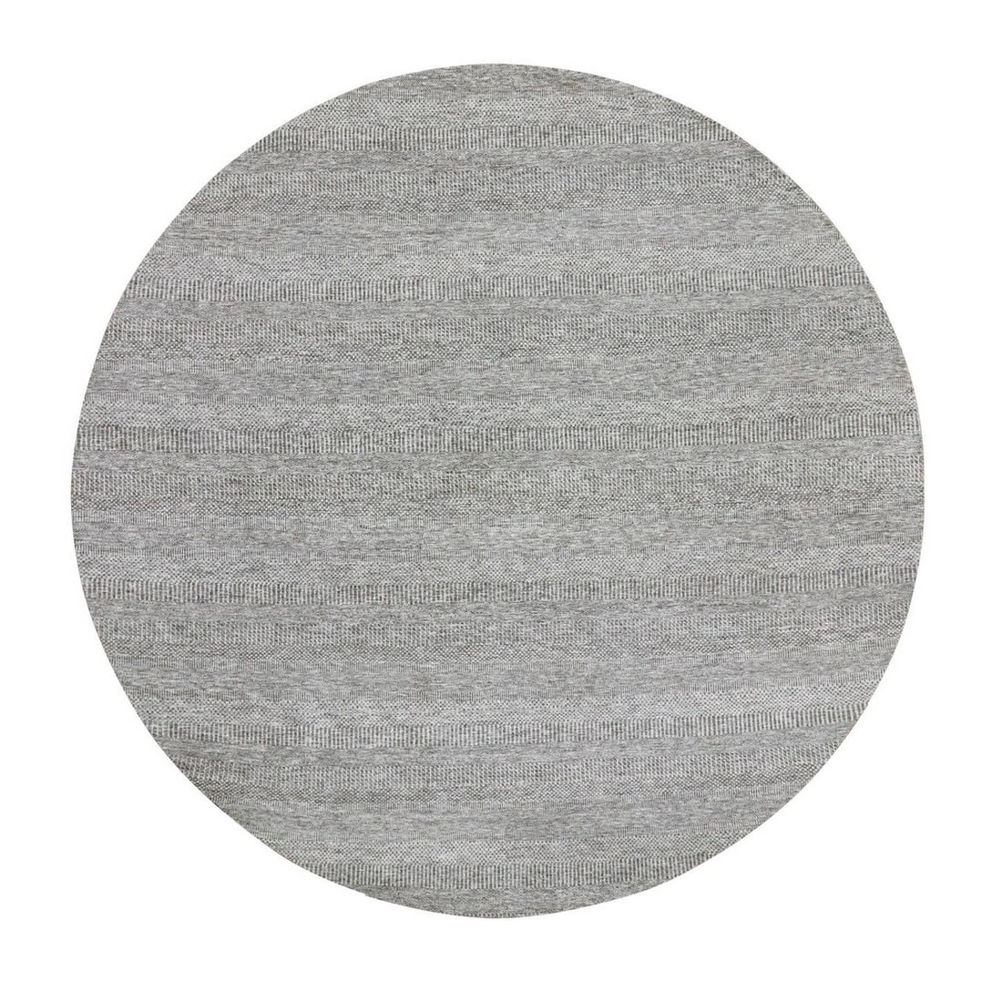 11'x11' Storm Gray Grass Design Undyed Wool Hand Knotted Round Rug: 11'x11' Storm Gray Grass Design Undyed Wool Hand Knotted Round Rug The Storm Gray Grass Design Undyed Wool Hand Knotted Round Rug boasts an impressive 11' x 11' size, making it a statement piece for a