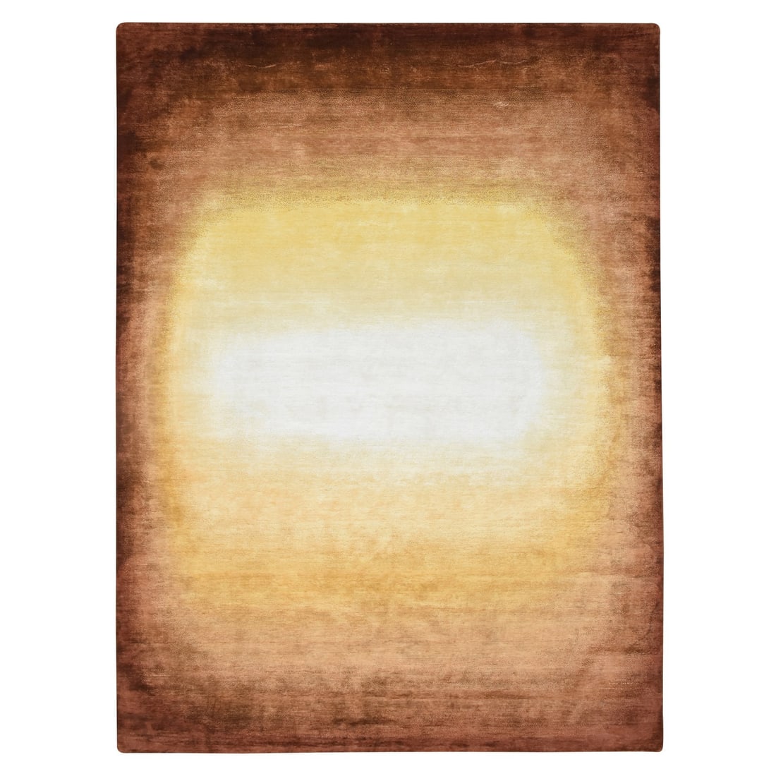 9'x12'1" Shades of Brown Rothko Inspired Hand Knotted Wool & Silk Rug: 9'x12'1" Shades of Brown Rothko Inspired Hand Knotted Wool & Silk Rug 9'x12'1" Shades of Brown Rothko Inspired Hand Knotted Wool & Silk Rug - A stunning, hand-knotted wool and silk rug in shades of br