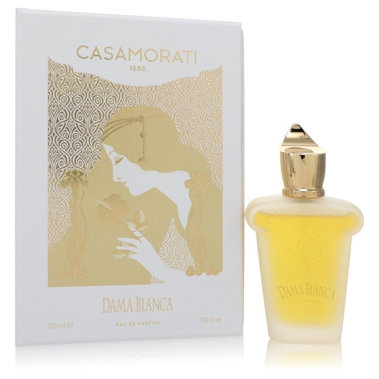 Dama Bianca by Xerjoff Eau De Parfum Spray 1 oz: Dama Bianca by Xerjoff Eau De Parfum Spray 1 oz Dama Bianca by Xerjoff Eau De Parfum Spray offers a unique blend of fruity and floral notes, featuring lime, kumquat, Egyptian jasmine, Italian iris, li