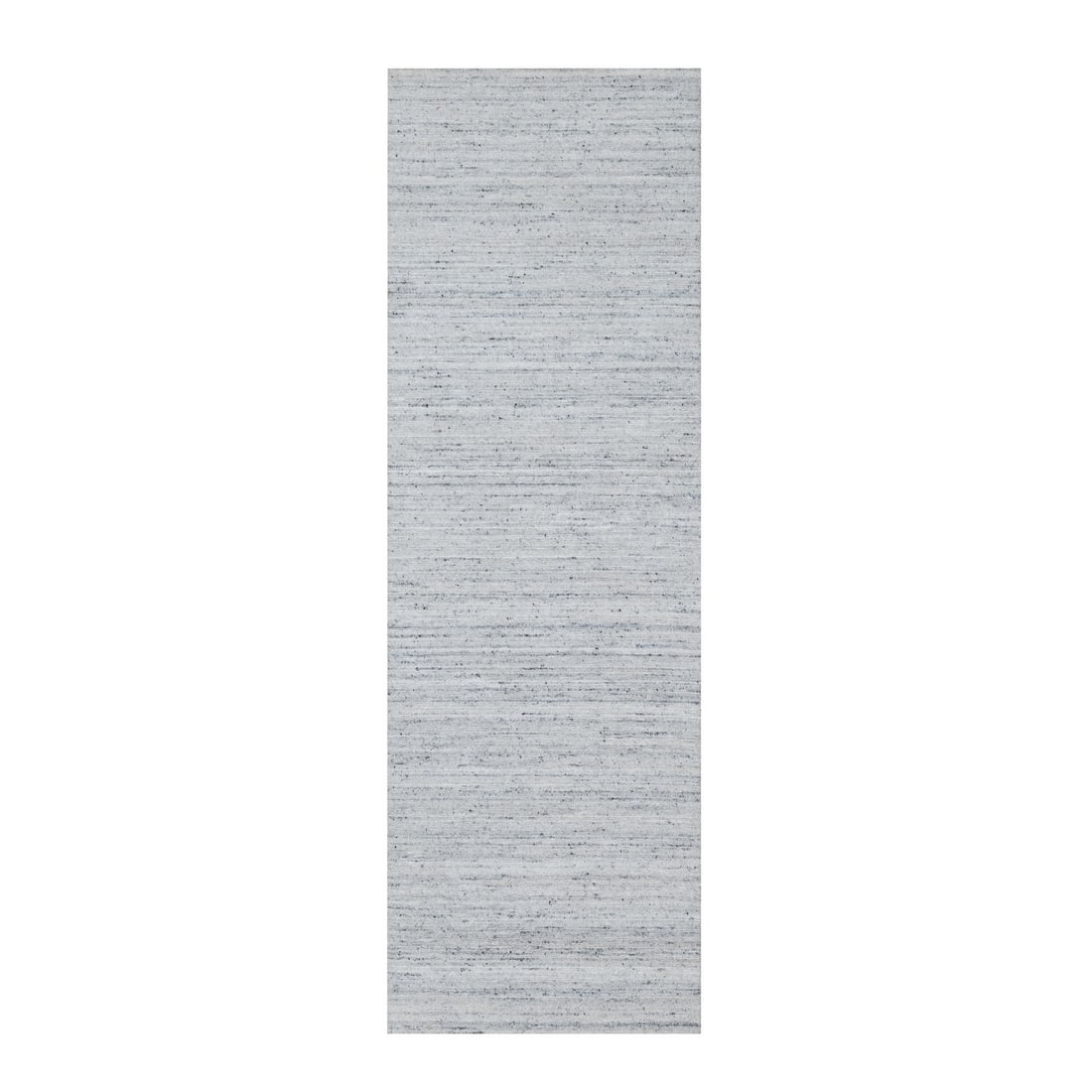 2'7"x8' Cloud Gray Modern Striae Design Pure Wool Hand Loomed Runner Rug: 2'7"x8' Cloud Gray Modern Striae Design Pure Wool Hand Loomed Runner Rug Cloud Gray Modern Striae Design Pure Wool Hand Loomed Runner Rug measures 96" in length and 31" in width, with a unique cloud g