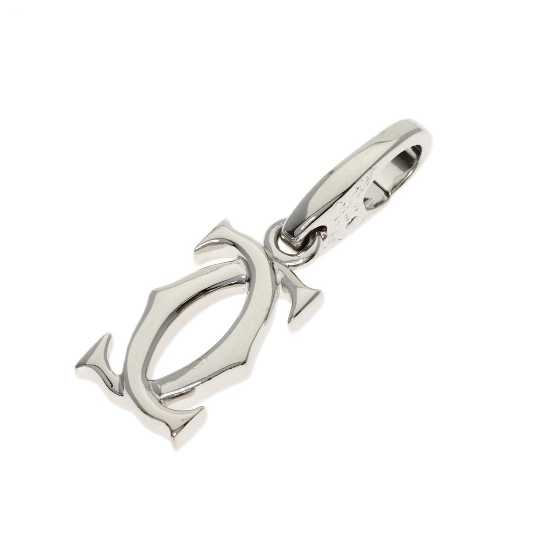 White Gold K18 Top Charm Pendant 2C By Cartier: White Gold K18 Top Charm Pendant 2C By Cartier K18 White Gold K18 Top Charm Pendant 2C by Cartier features a sleek and modern design with a silver metal exterior. This top charm pendant showcases the 