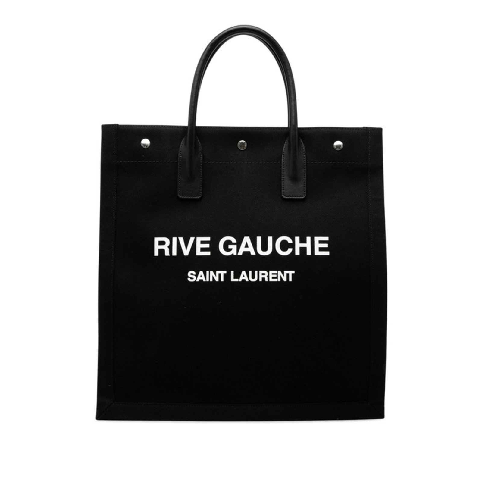 Laurent Saint Handbag Tote Canvas Leather: Laurent Saint Handbag Tote Canvas Leather Canvas and leather combine in sleek, modern design, defining the Saint Laurent Tote bag. Measuring 39cm x 37.5cm x 16cm, its compact size makes it a versatile