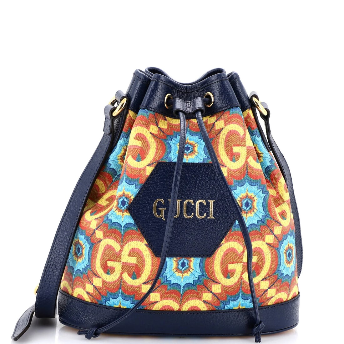 Gucci 100 Ophidia Bucket Bag Limited Edition Coated Canvas: Gucci 100 Ophidia Bucket Bag Limited Edition Coated Canvas The Gucci 100 Ophidia Bucket Bag Limited Edition Coated Canvas boasts a vibrant multicolor exterior, adding a pop of personality to any outfi