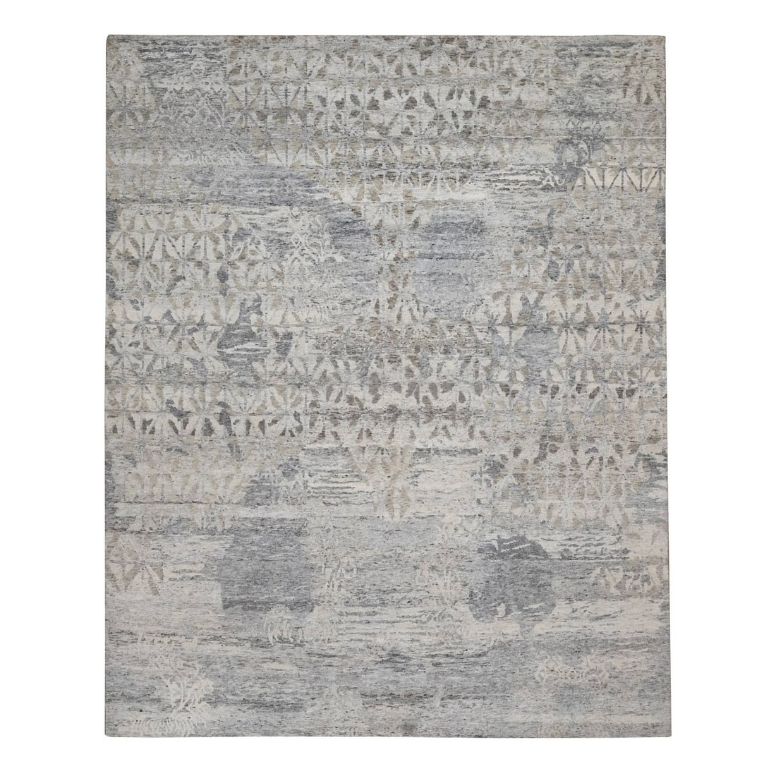8'x10'1" White Nepali Modern Design Undyed Natural Wool Hand Knotted Rug: 8'x10'1" White Nepali Modern Design Undyed Natural Wool Hand Knotted Rug This stunning 8'x10'1" White Nepali Modern Design Undyed Natural Wool Hand Knotted Rug boasts an elegant ivory color and a uniq