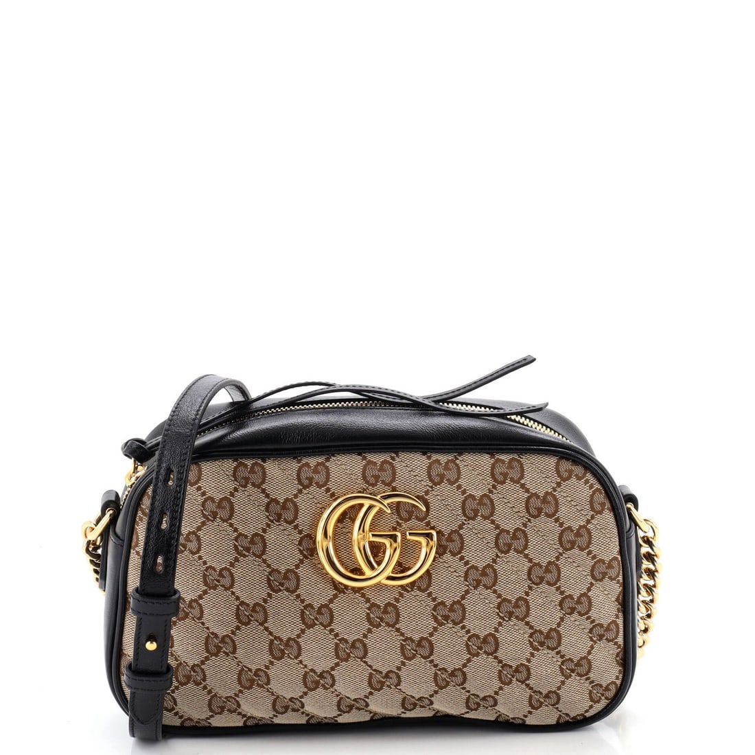 Gucci GG Canvas Diagonal Quilted Small Leather Bag Marmont Shoulder: Gucci GG Canvas Diagonal Quilted Small Leather Bag Marmont Shoulder Small Gucci GG Canvas Diagonal Quilted Marmont Shoulder Bag with Brown Leather Exterior, featuring diagonal quilted design and gold 