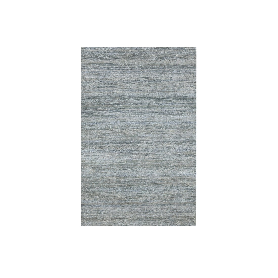 3'10"x6'1" Spanish Gray Plain Design Hand Knotted Pure Silk Oriental Rug: 3'10"x6'1" Spanish Gray Plain Design Hand Knotted Pure Silk Oriental Rug The Spanish Gray Plain Design Hand Knotted Pure Silk Oriental Rug boasts a sleek, modern design with a rectangular field and no