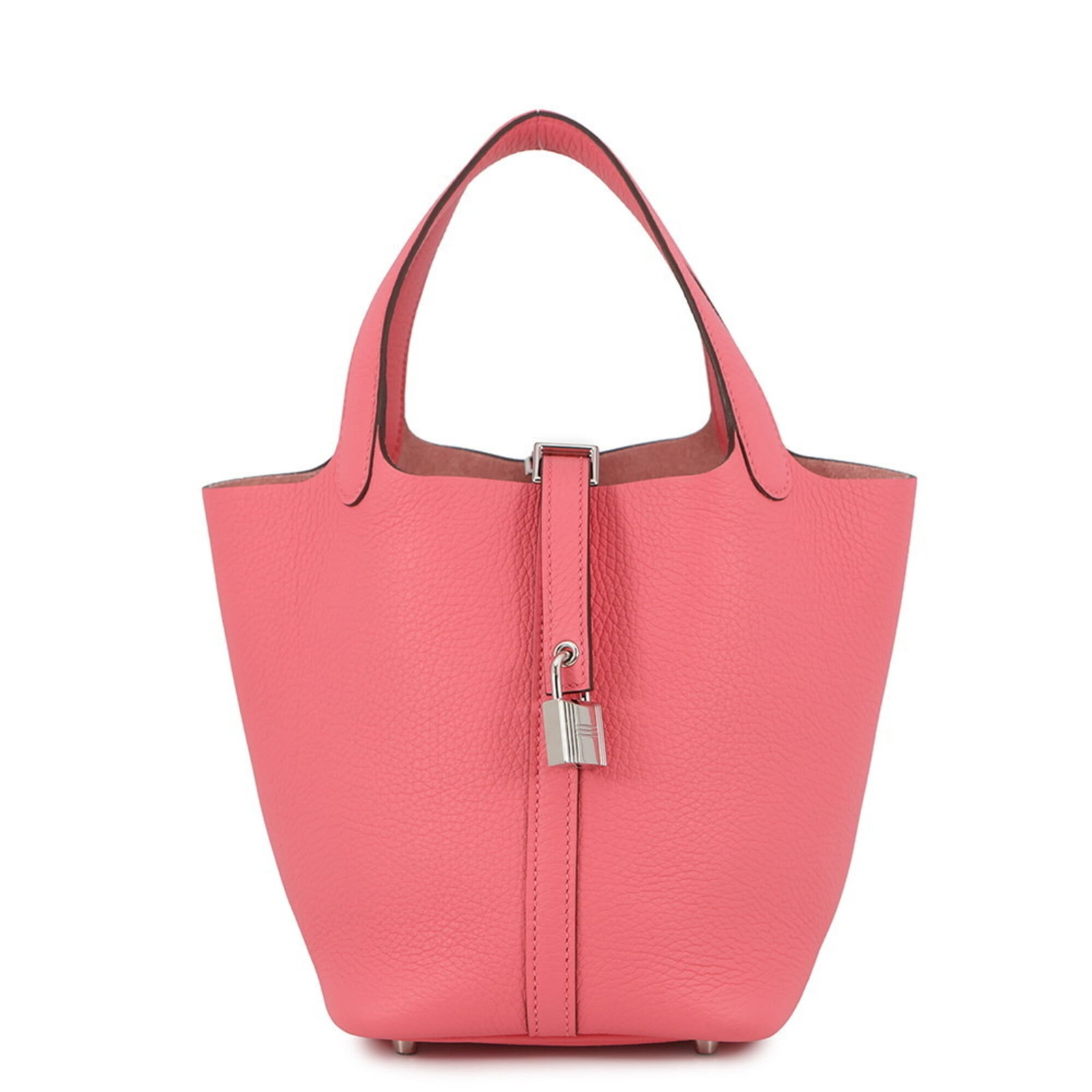 Clemence Leather Handbag Taurillon Hermes: Clemence Leather Handbag Taurillon Hermes Rose azalee Taurillon clemence leather handbag from Hermes, France, with dimensions of 18.5cm x 18cm x 13cm. This stylish bag features a unique material and c