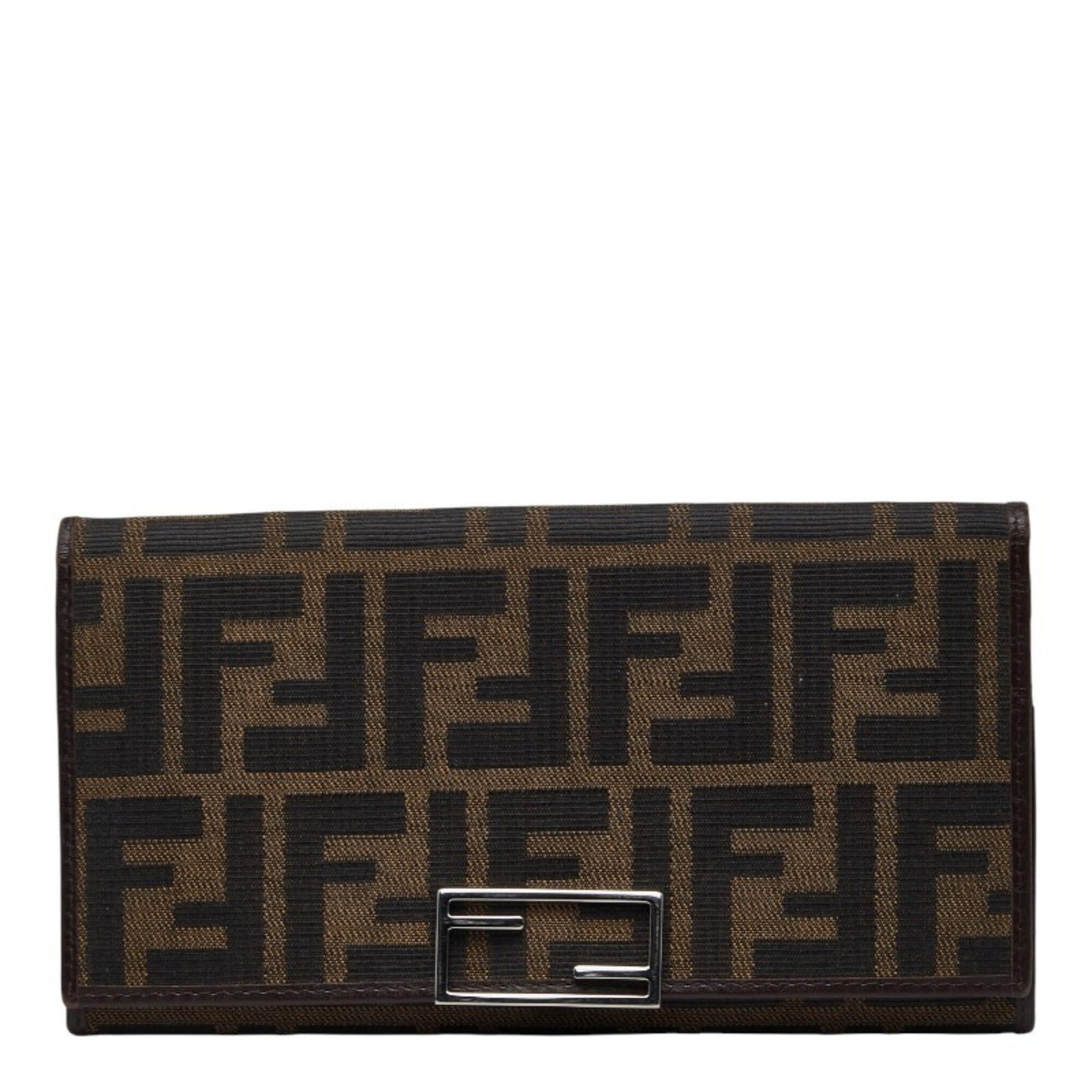 Fendi Long Wallet (Bi-Fold) Canvas Leather: Fendi Long Wallet (Bi-Fold) Canvas Leather Canvas and leather blend in this Fendi Zucca bi-fold long wallet, measuring 10.5cm x 19cm x 1cm. The brown color adds a touch of sophistication to its design