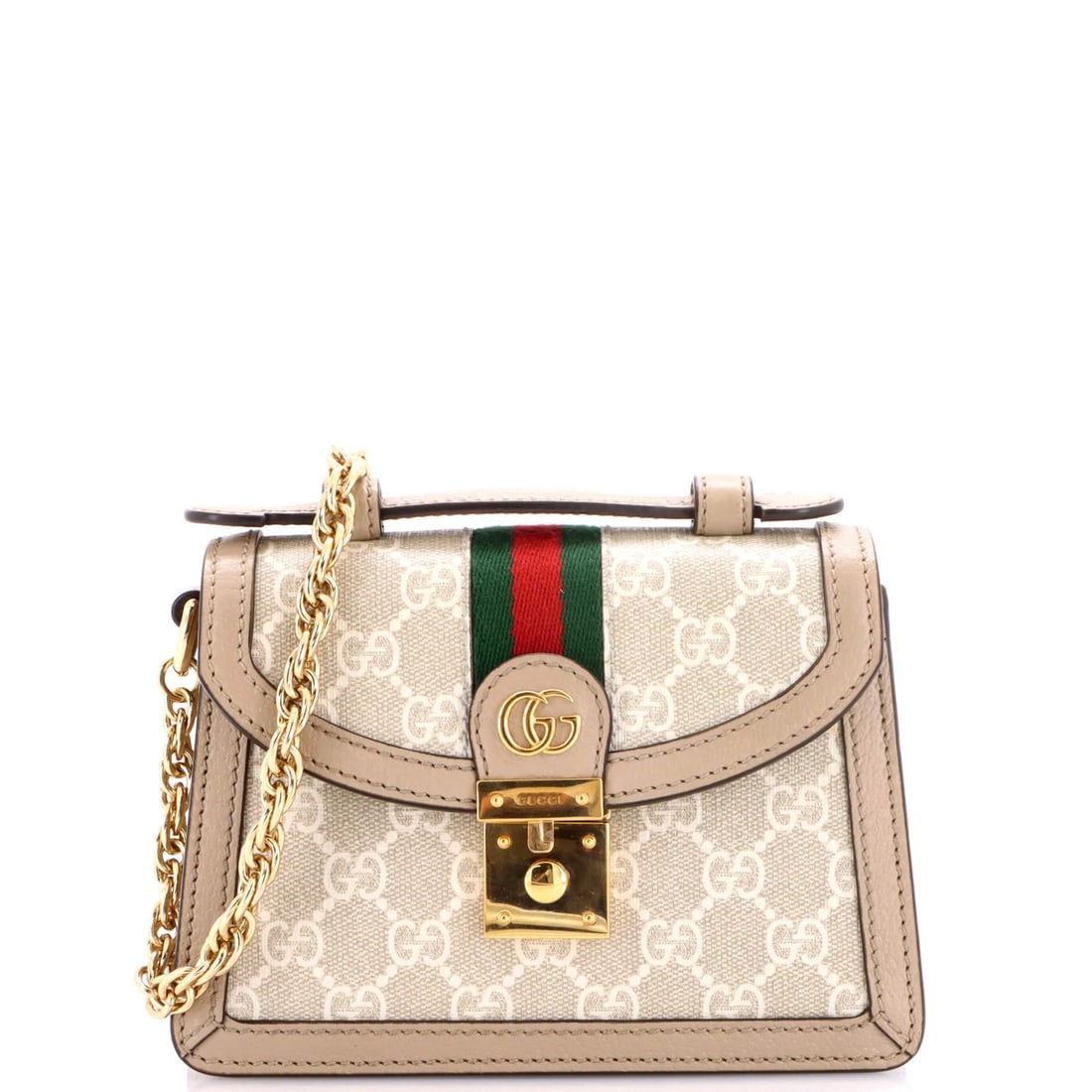 Gucci Ophidia Flap Top Mini Bag GG Coated Canvas: Gucci Ophidia Flap Top Mini Bag GG Coated Canvas Gucci's Ophidia Flap Top Mini Bag boasts a neutral canvas exterior with subtle GG Coated details, adding an air of understated sophistication to its co